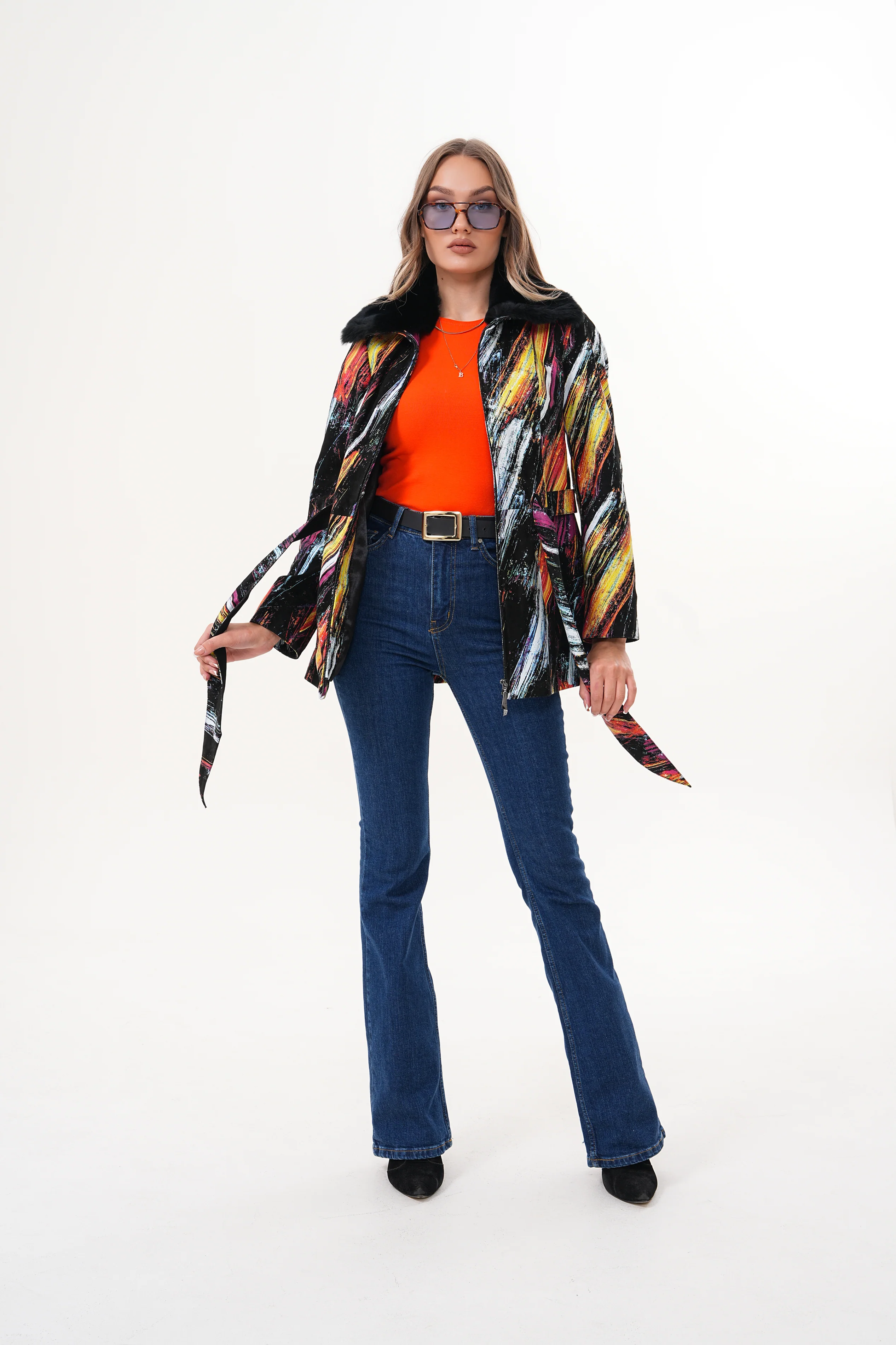 The Mirage Brushstroke Leather Women Jacket - Image 2