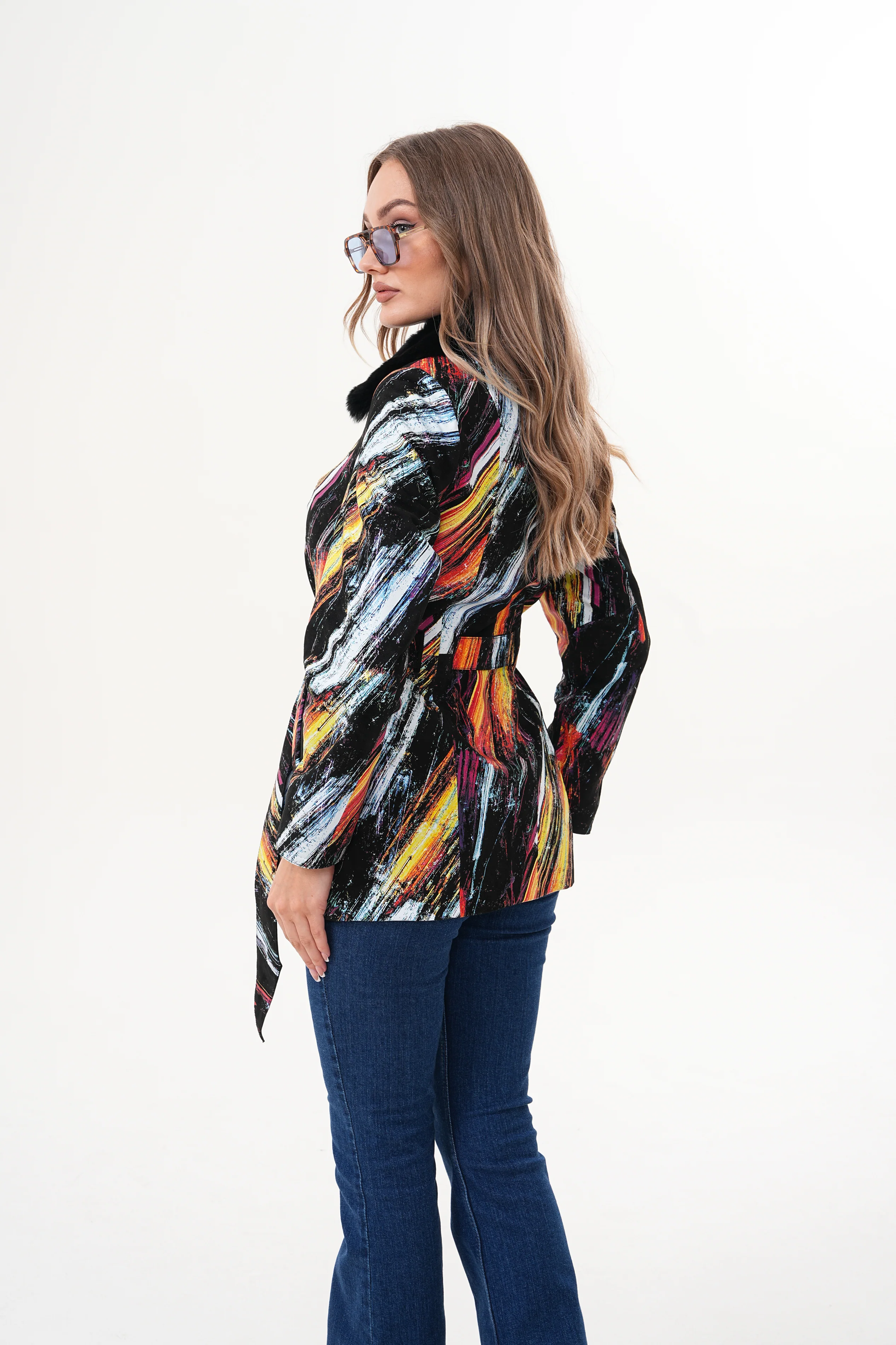 The Mirage Brushstroke Leather Women Jacket - Image 4