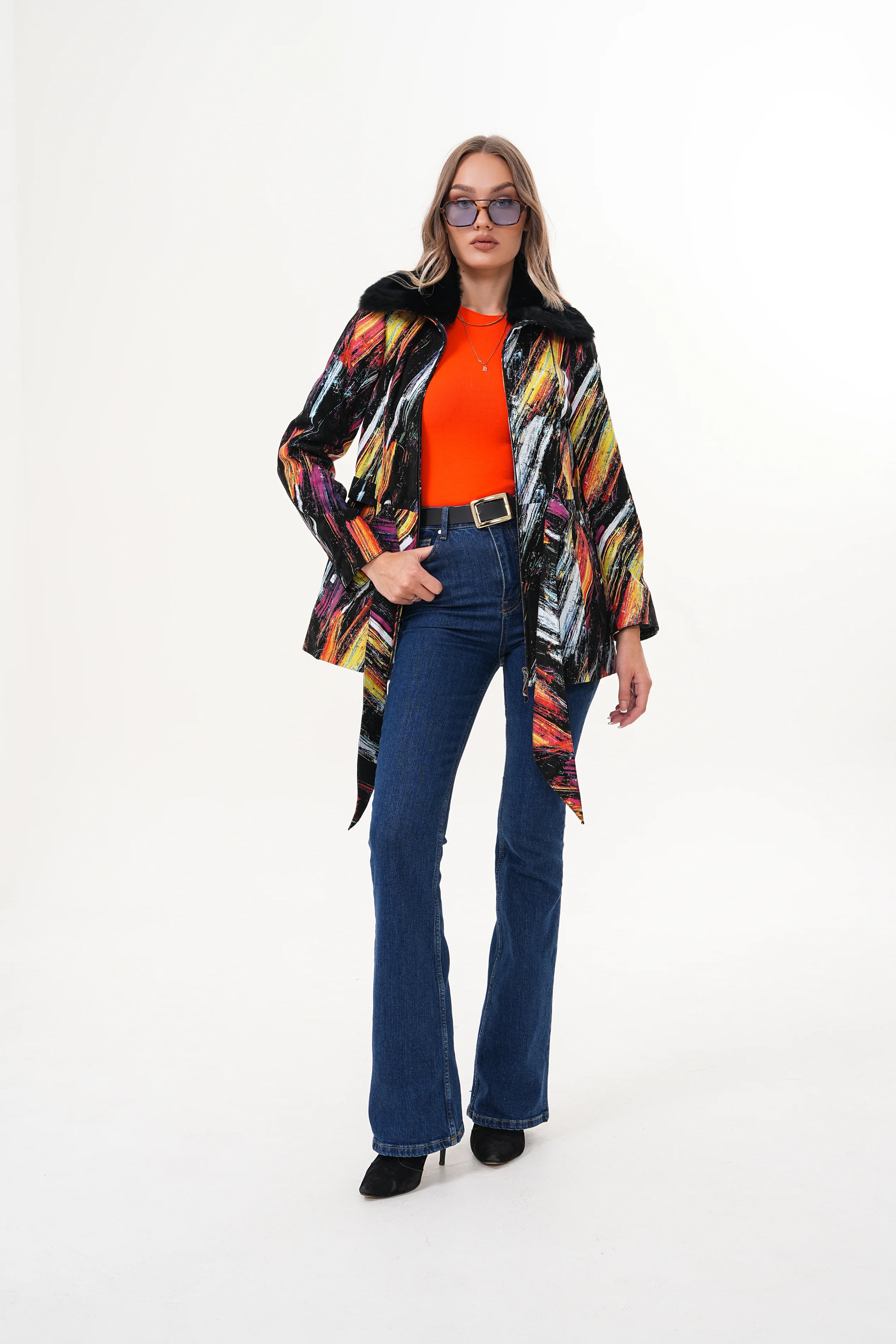 The Mirage Brushstroke Leather Women Jacket - Image 7