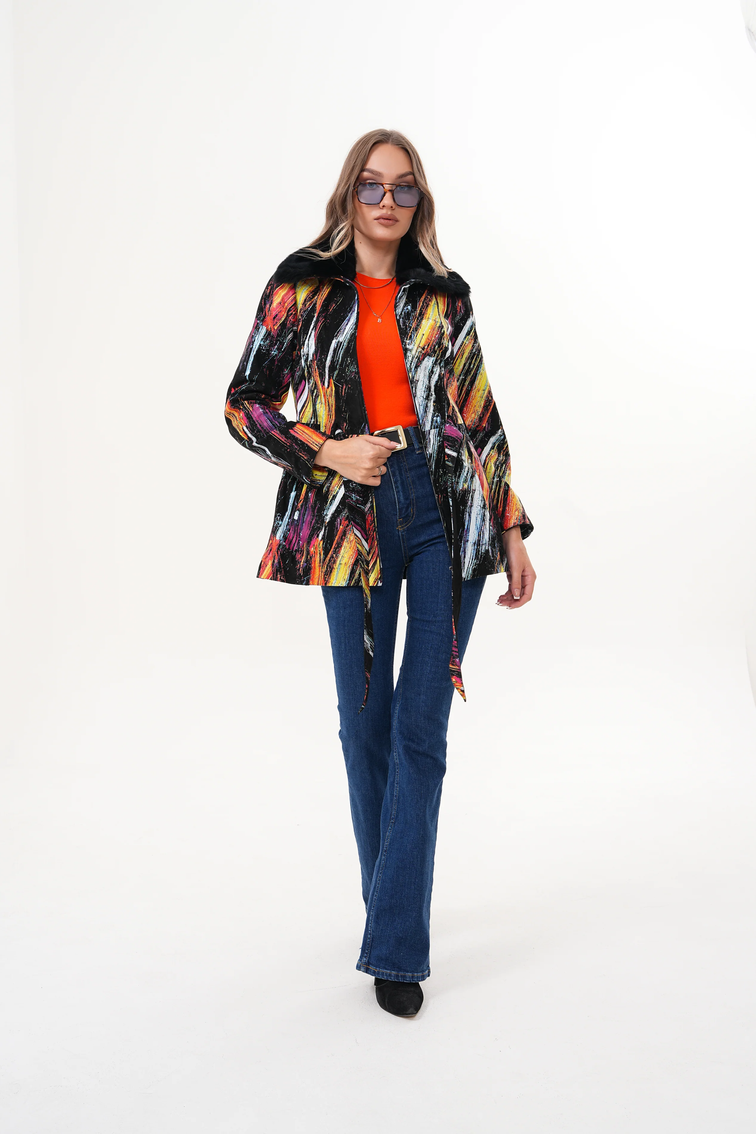 The Mirage Brushstroke Leather Women Jacket - Image 9