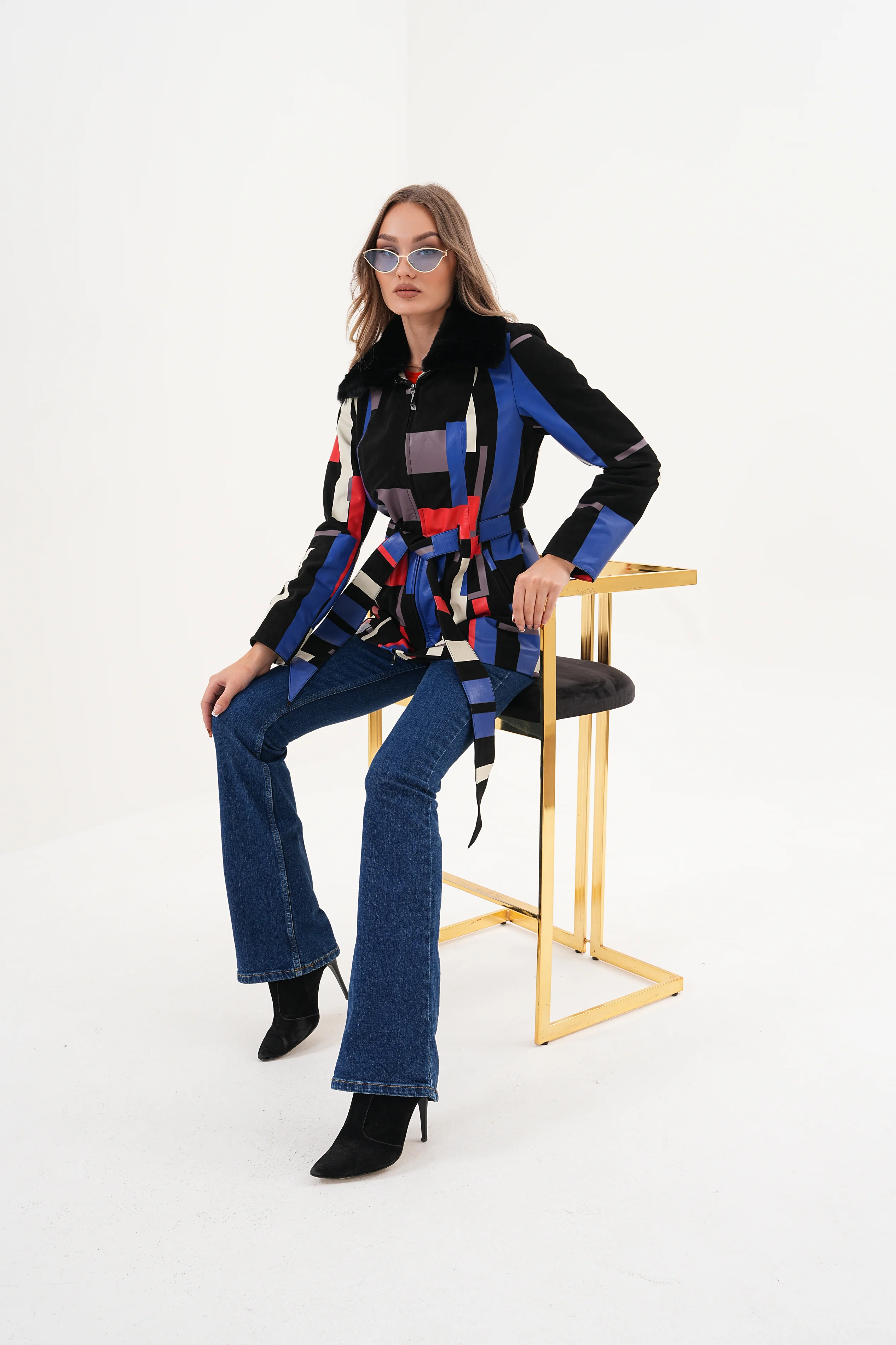 The Mirage Geo Pattern Leather Women Jacket - Image 4