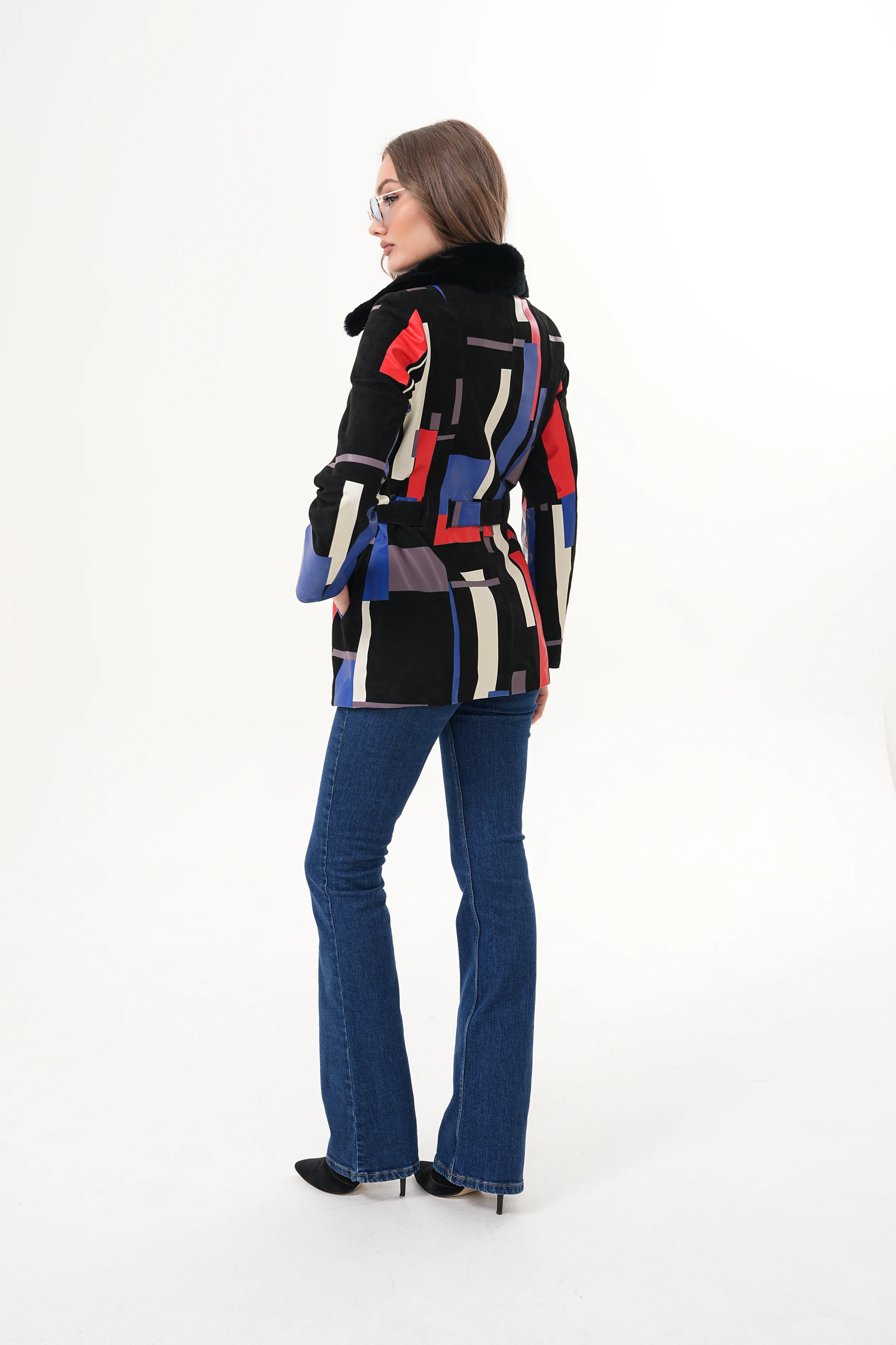 The Mirage Geo Pattern Leather Women Jacket - Image 5