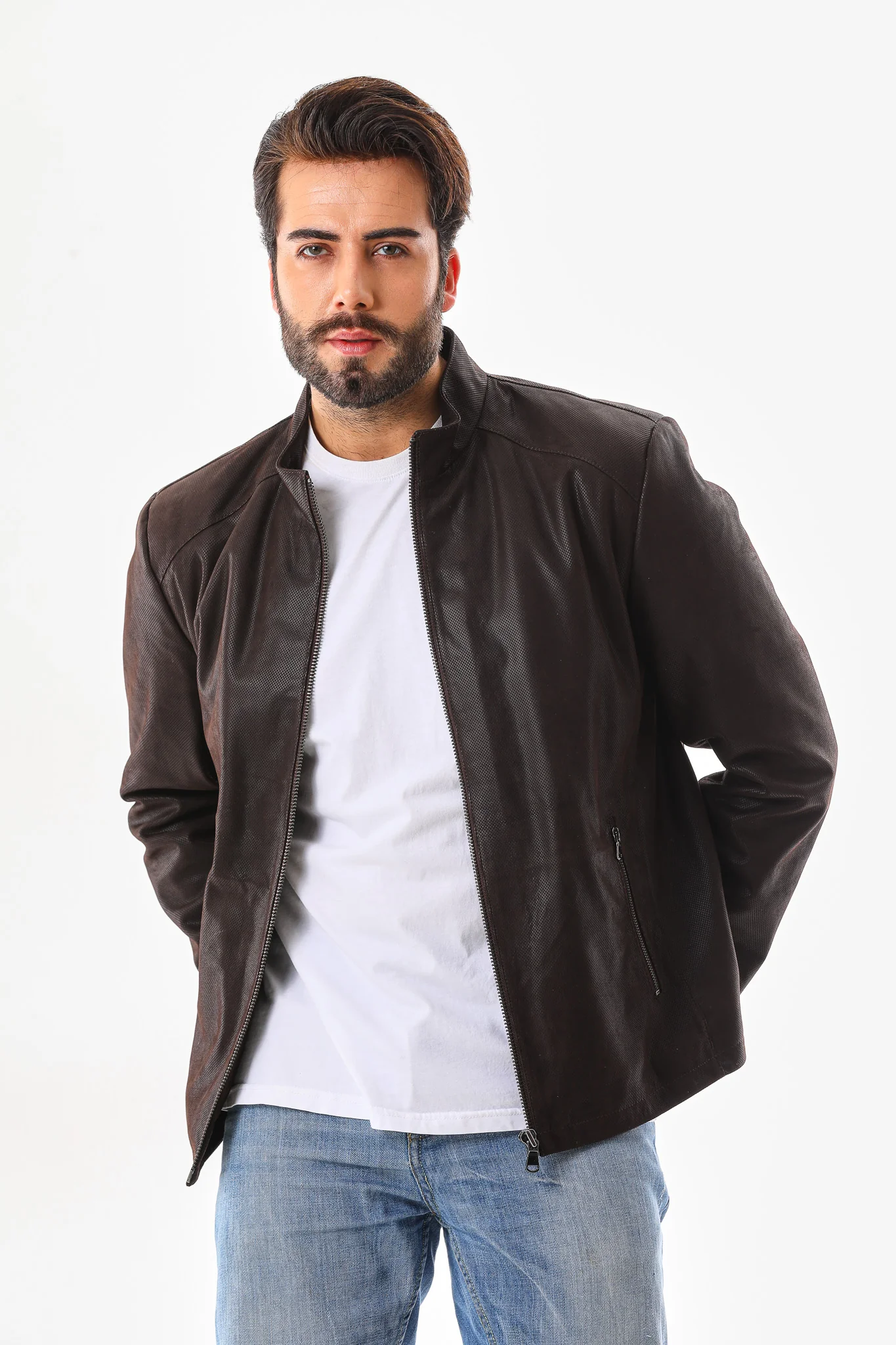 The Modena Matte Espresso Leather Men Jacket - Image 2