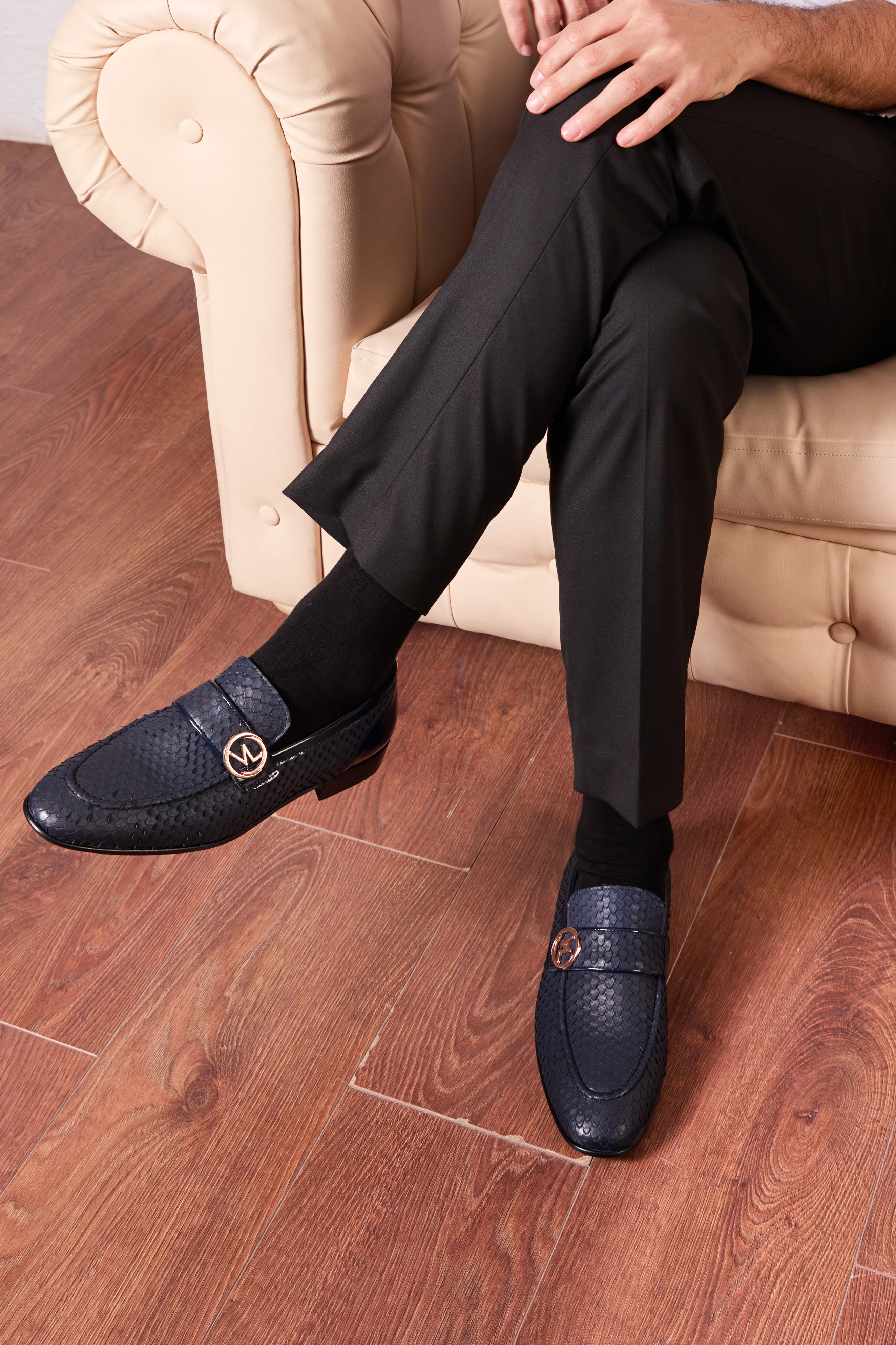 The Monarch Navy Blue Leather Men Dress Shoe - Image 4
