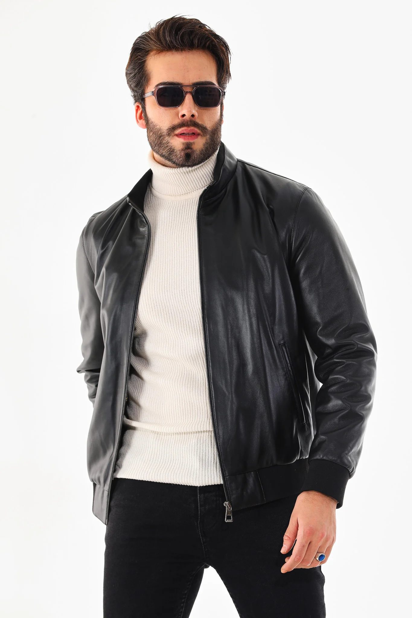 Monza Vintage Black Lambskin Men Leather Jacket - Image 2