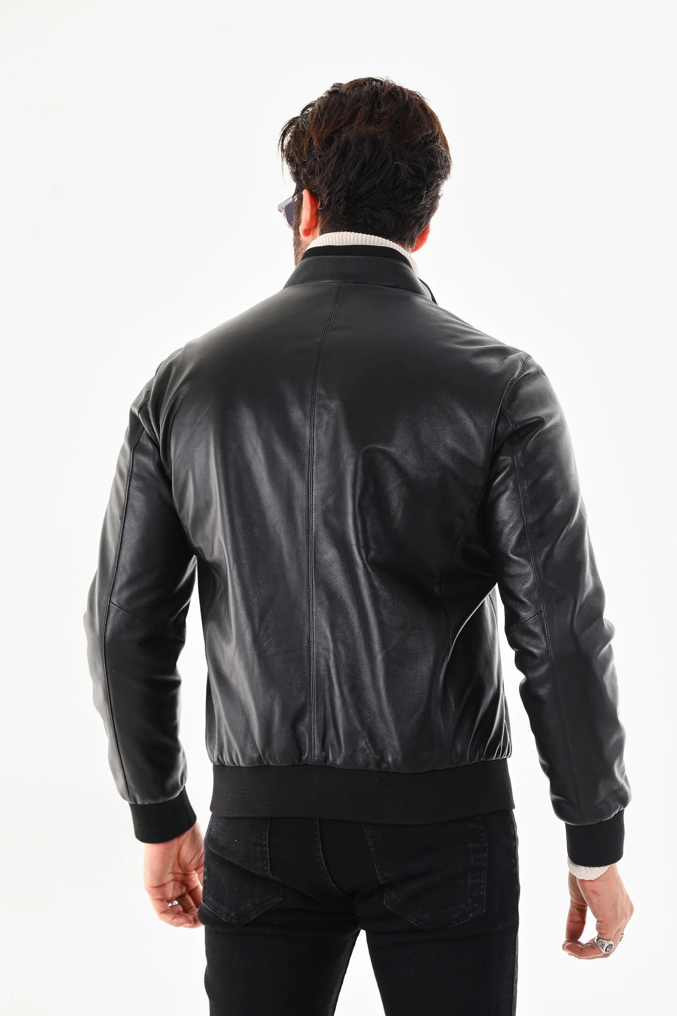 Monza Vintage Black Lambskin Men Leather Jacket - Image 4