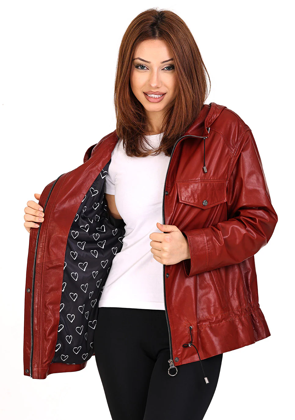 The Muncy Red Leather Women Jacket - Image 2