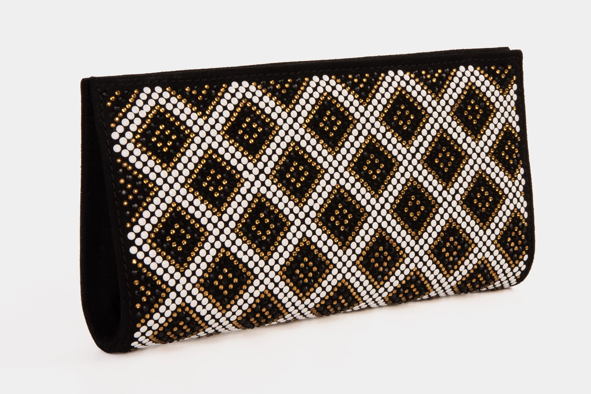 The Nampula Black Glitter Suede Leather Small Clutch - Image 4