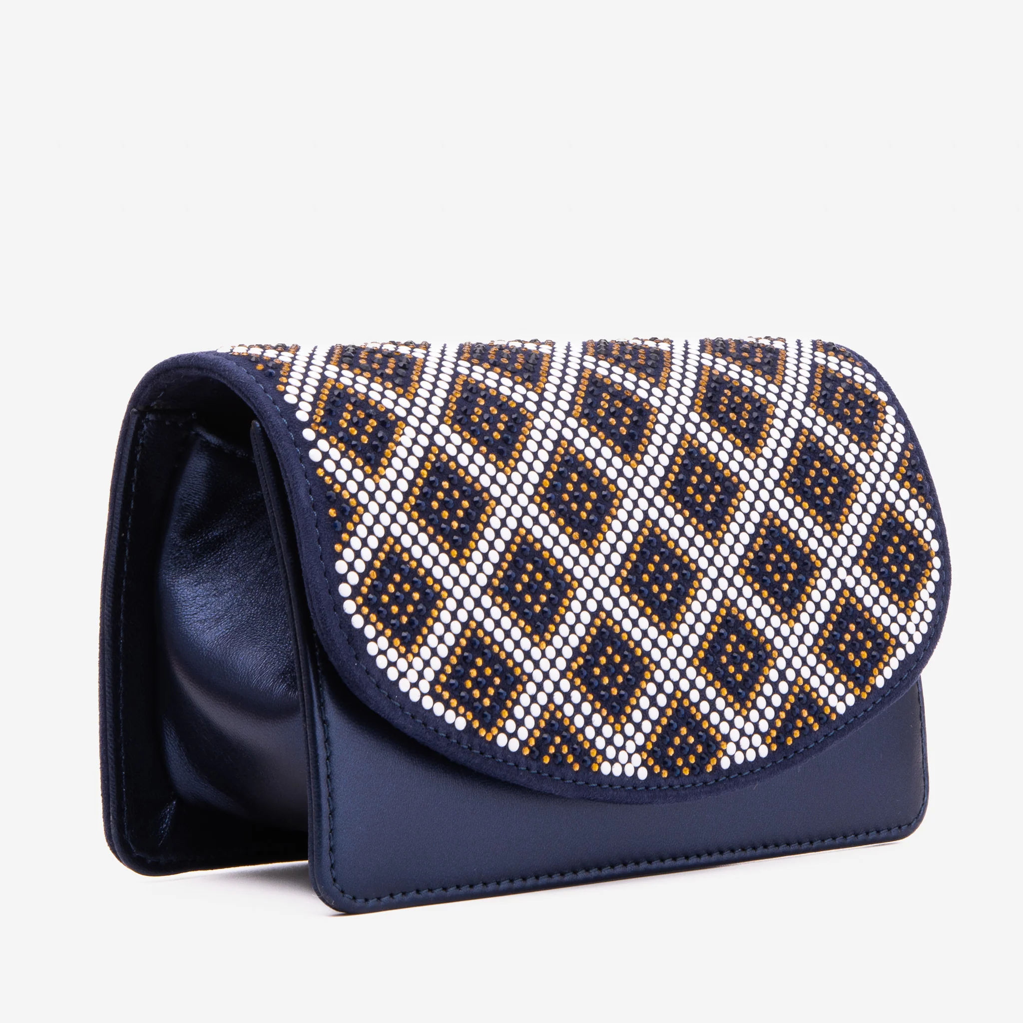 The Nampula Navy Blue Glitter Leather Handbag - Image 3