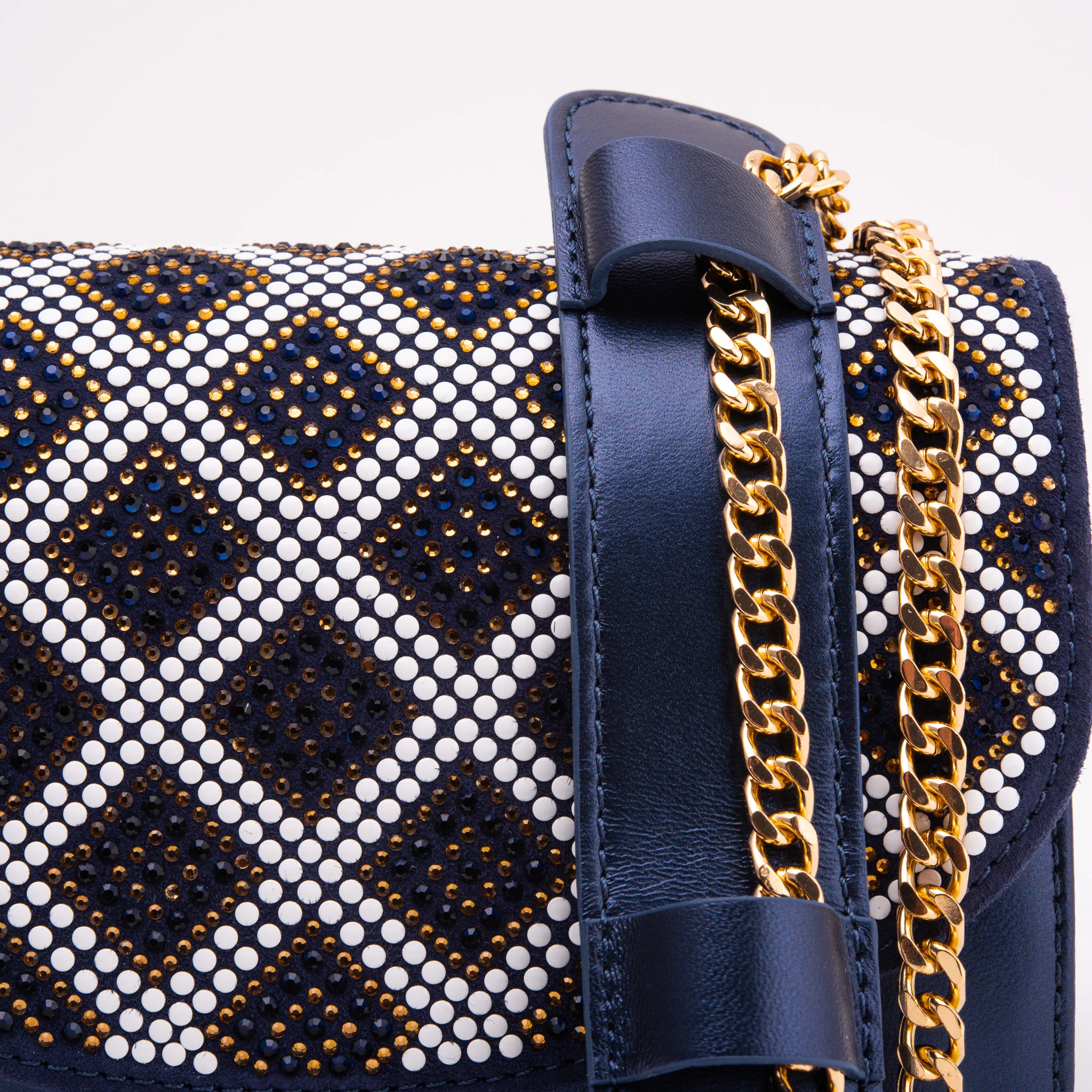 The Nampula Navy Blue Glitter Leather Handbag - Image 5