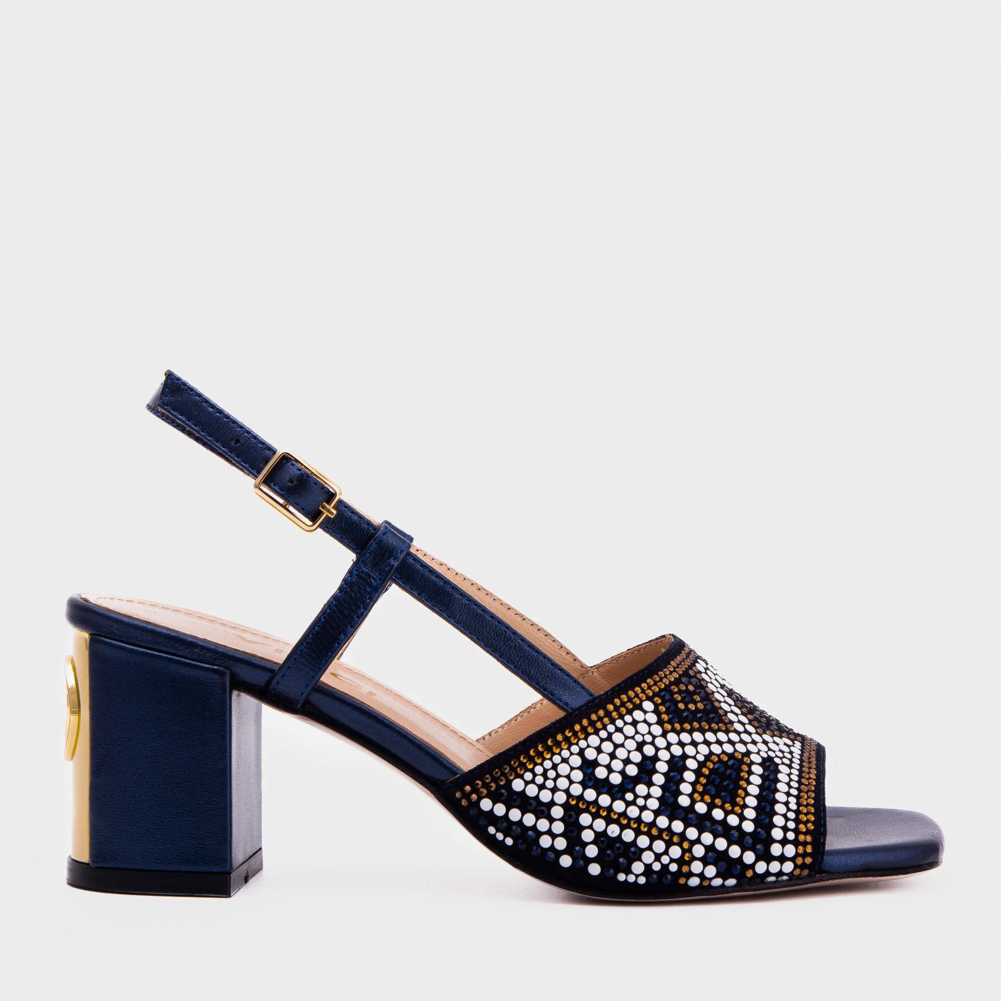 The Nampula Navy Blue Leather Women Slingback Sandal - Image 2