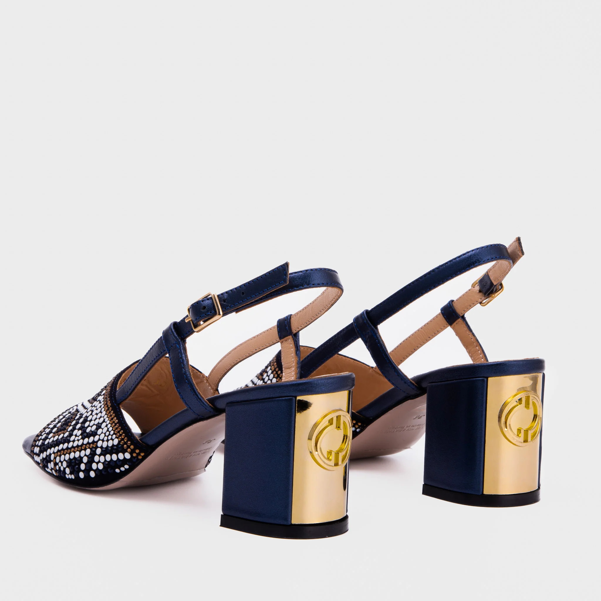 The Nampula Navy Blue Leather Women Slingback Sandal - Image 4