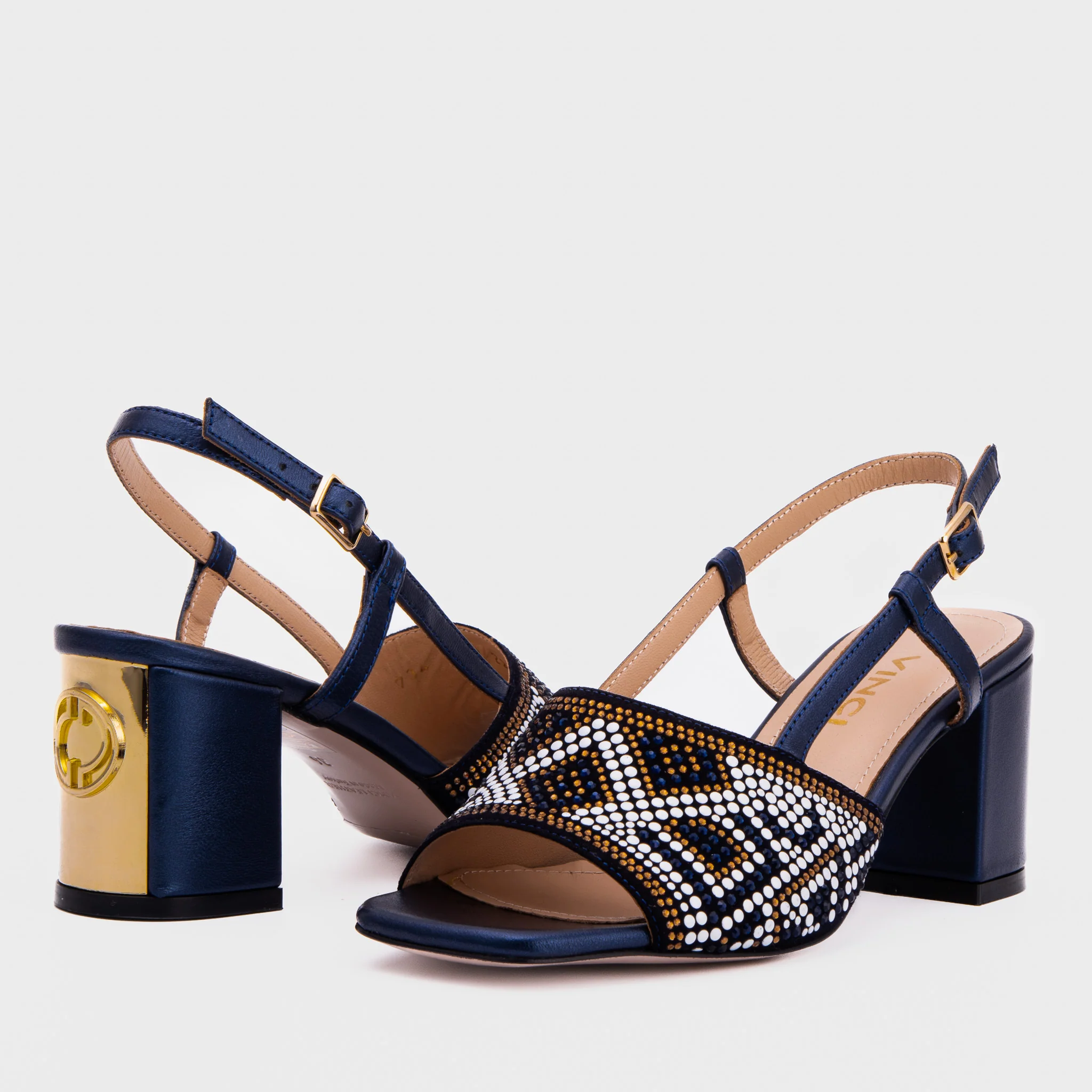 The Nampula Navy Blue Leather Women Slingback Sandal - Image 6