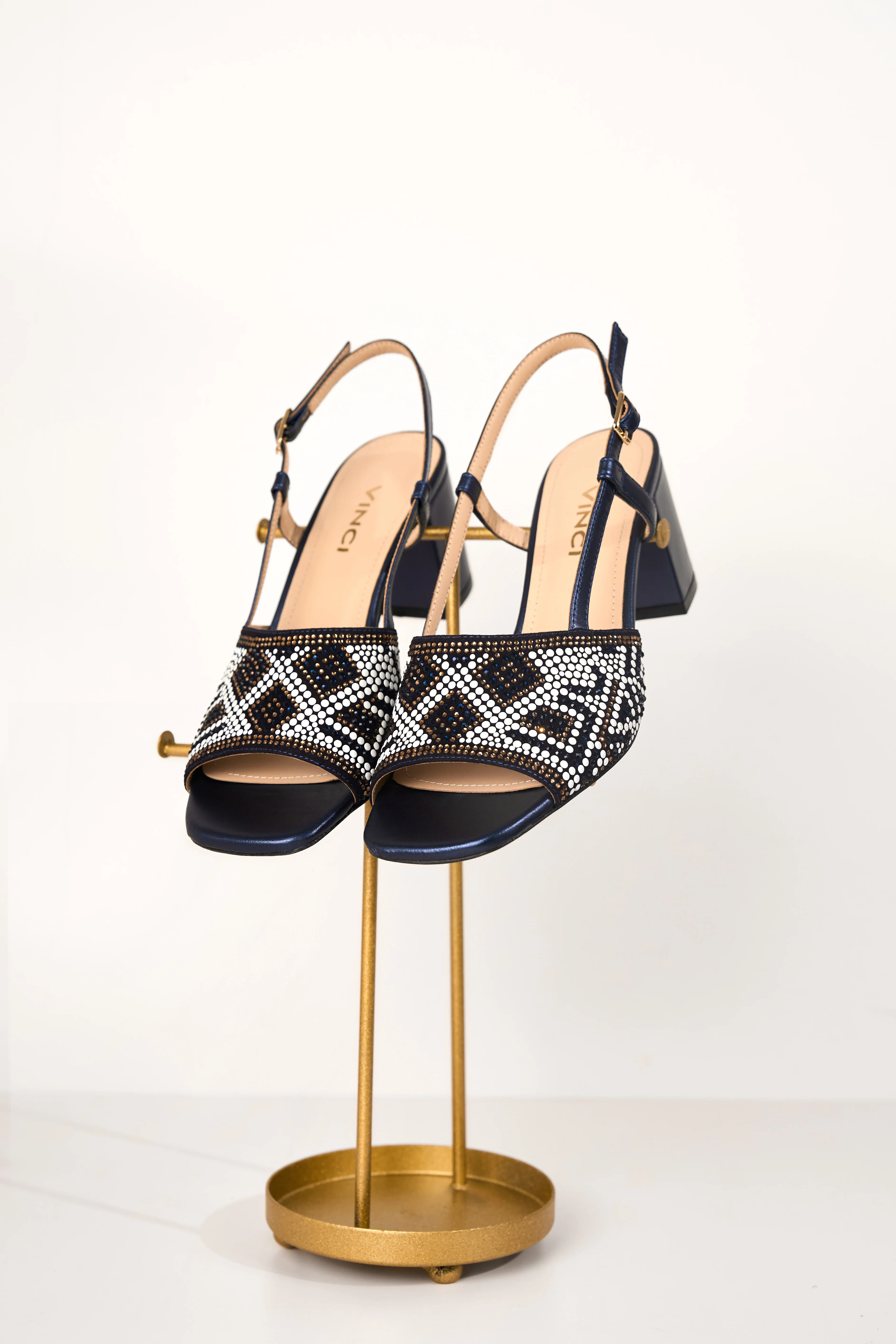 The Nampula Navy Blue Leather Women Slingback Sandal - Image 8