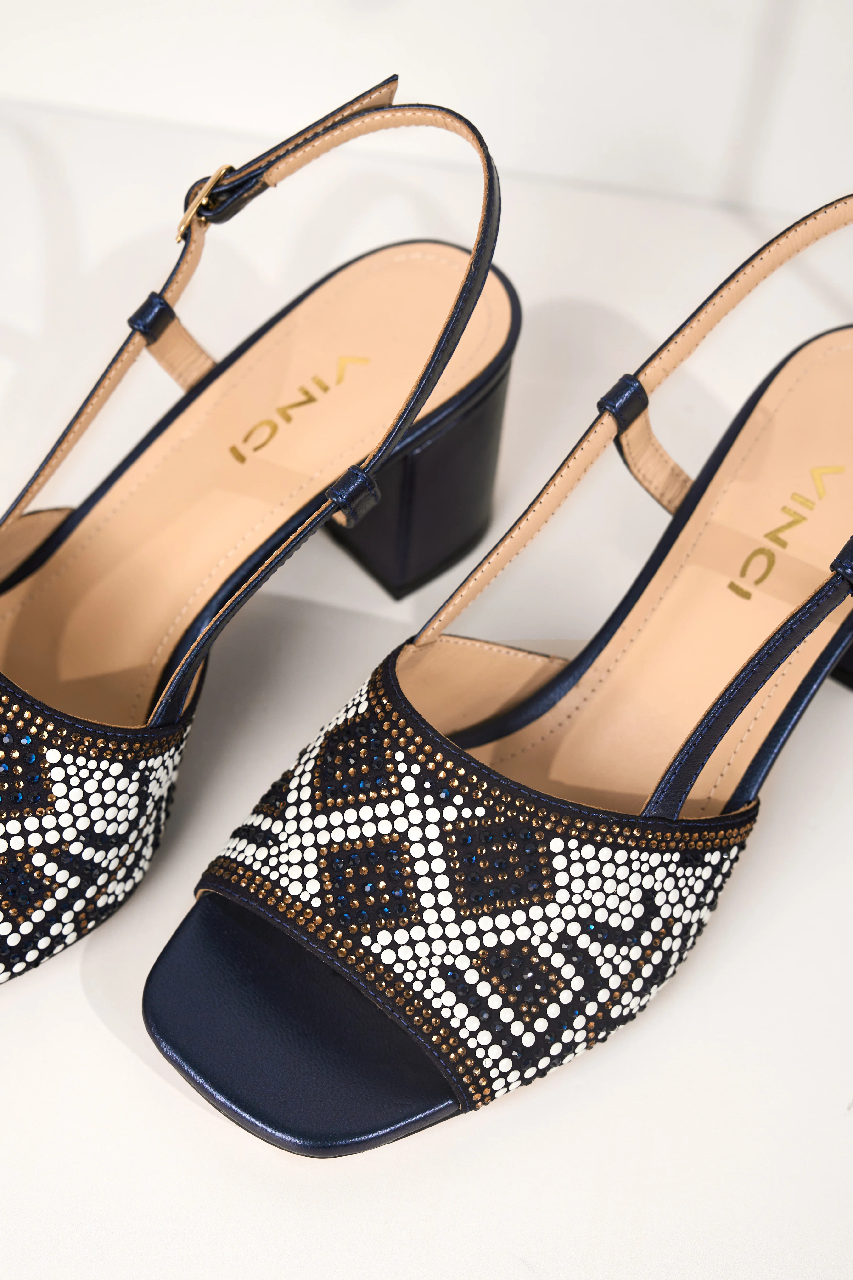 The Nampula Navy Blue Leather Women Slingback Sandal - Image 9