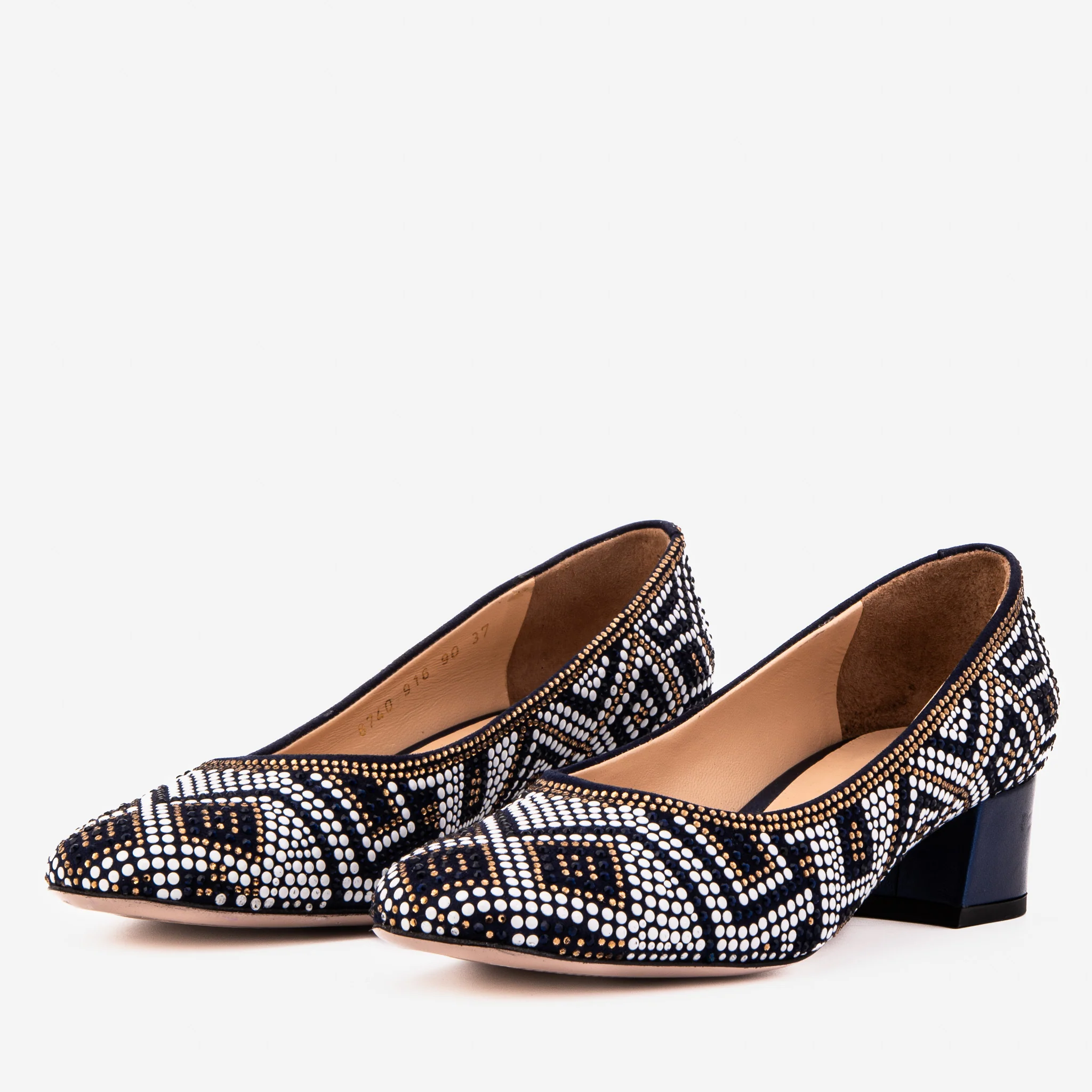 The Nampula Navy Crystal-Embellished Leather Women Pump - Image 2