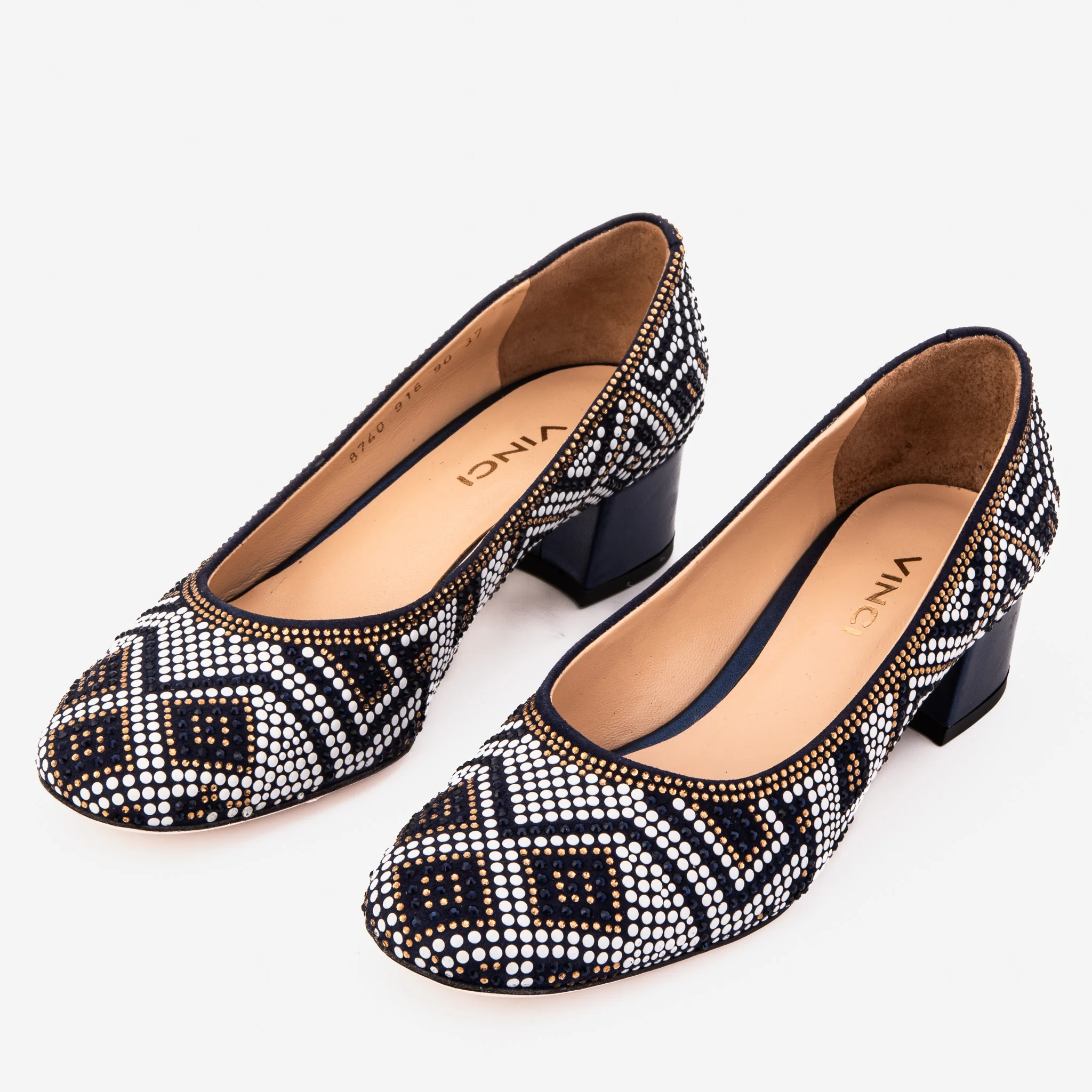 The Nampula Navy Crystal-Embellished Leather Women Pump - Image 5