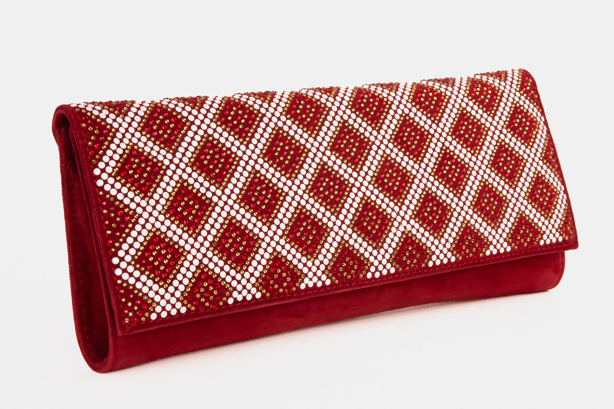 The Nampula Red Glitter Suede Leather Clutch - Image 4