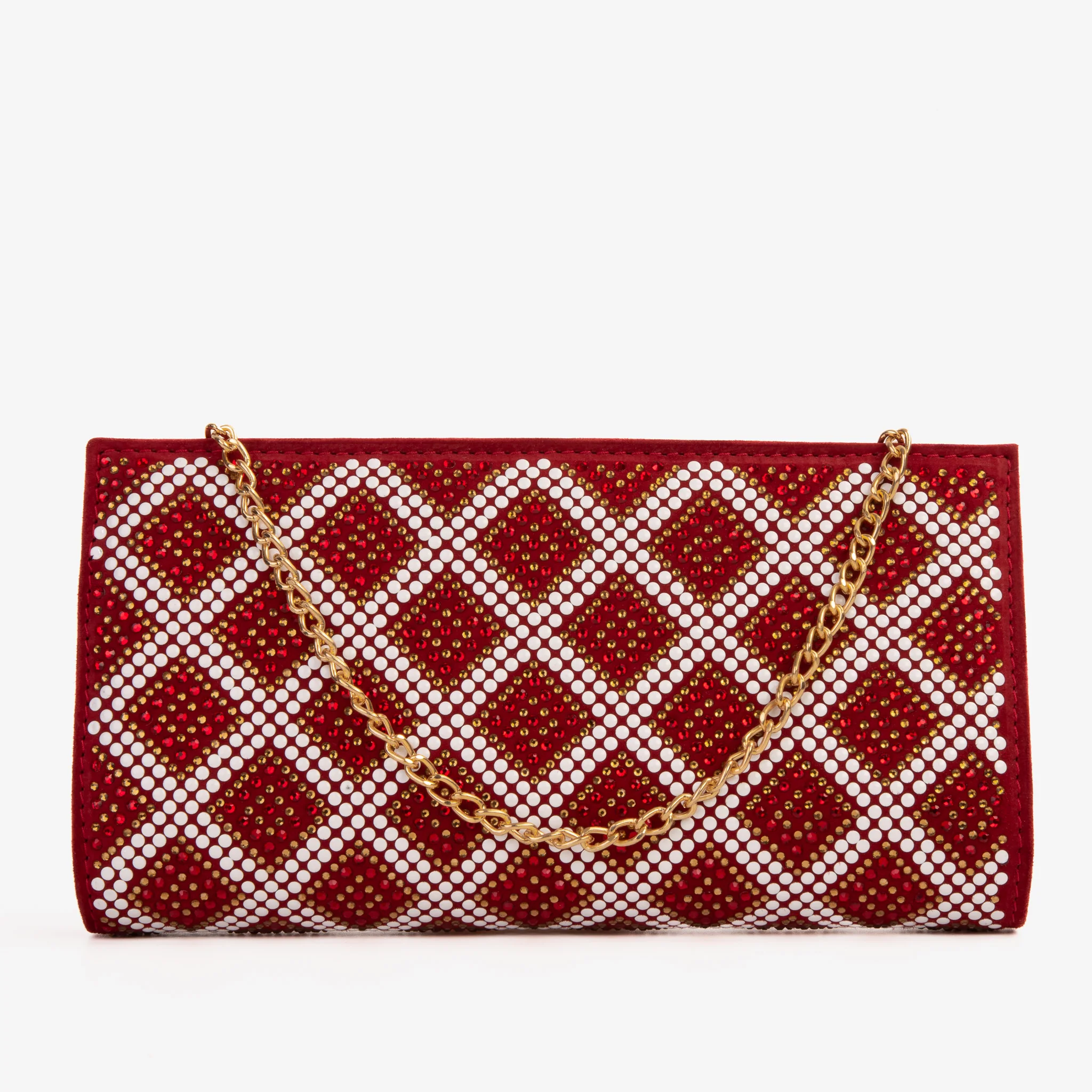 The Nampula Red Glitter Suede Leather Small Clutch - Image 2