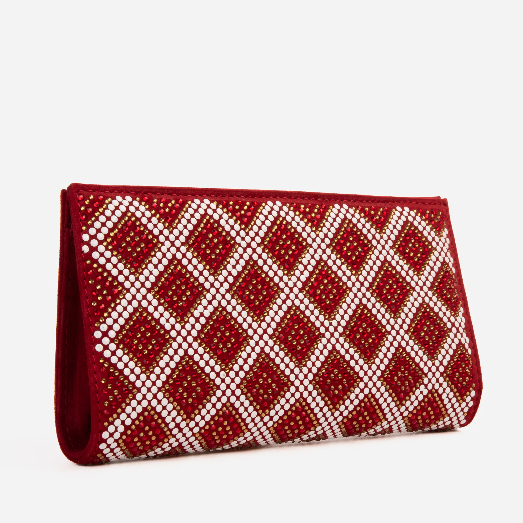 The Nampula Red Glitter Suede Leather Small Clutch - Image 3