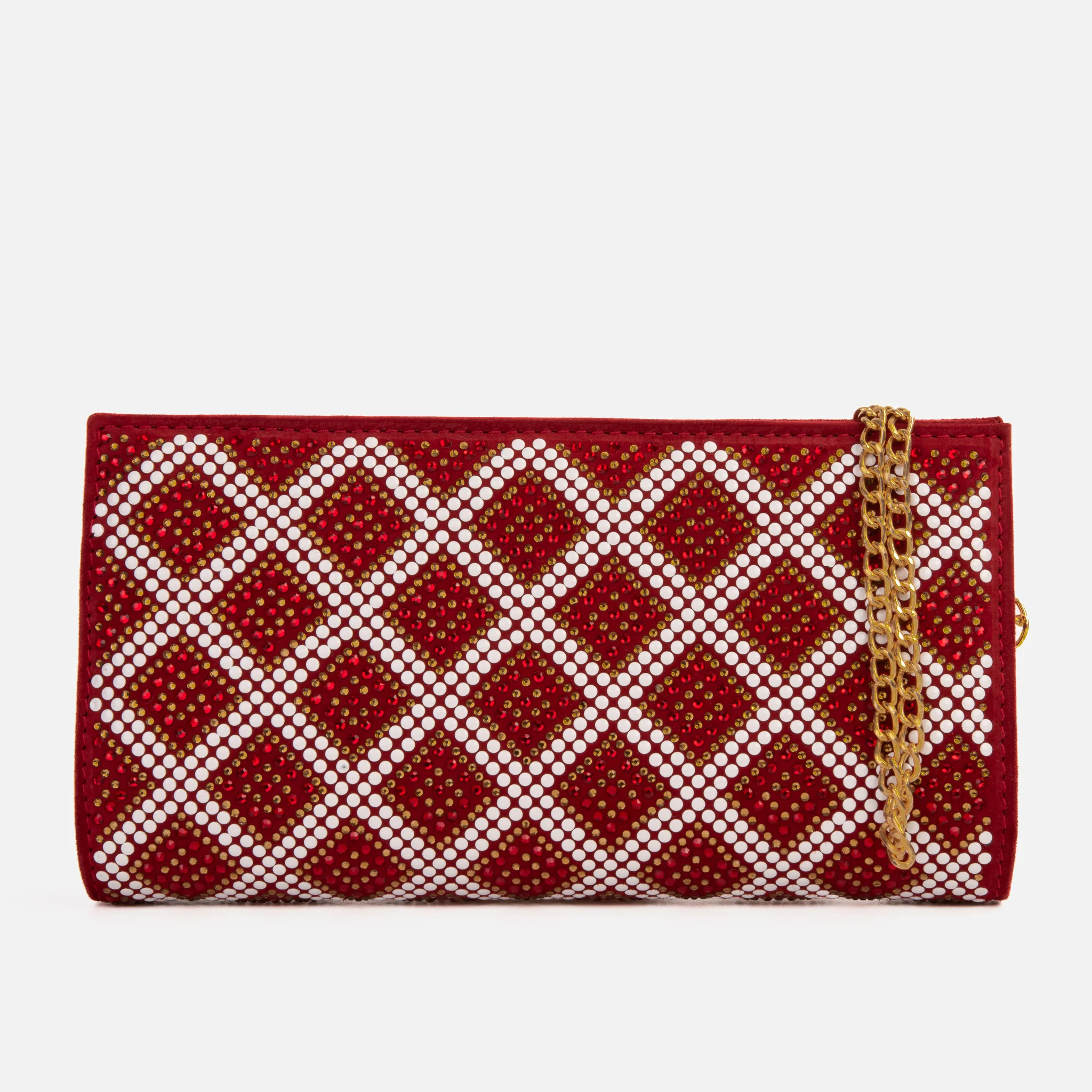 The Nampula Red Glitter Suede Leather Small Clutch - Image 4