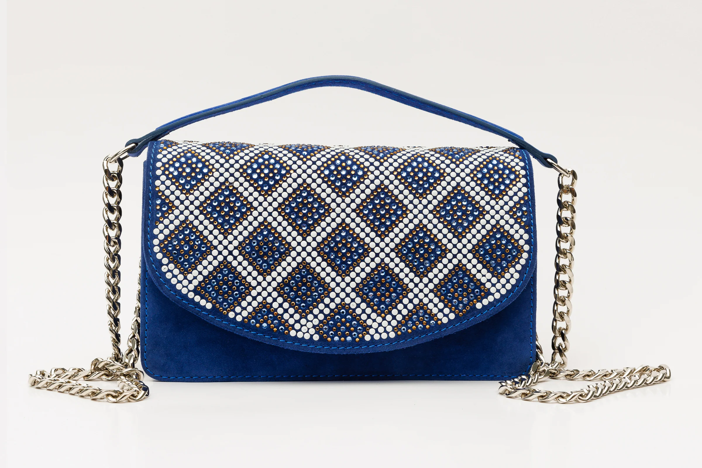 The Nampula Sax Blue Glitter Leather Handbag - Image 2