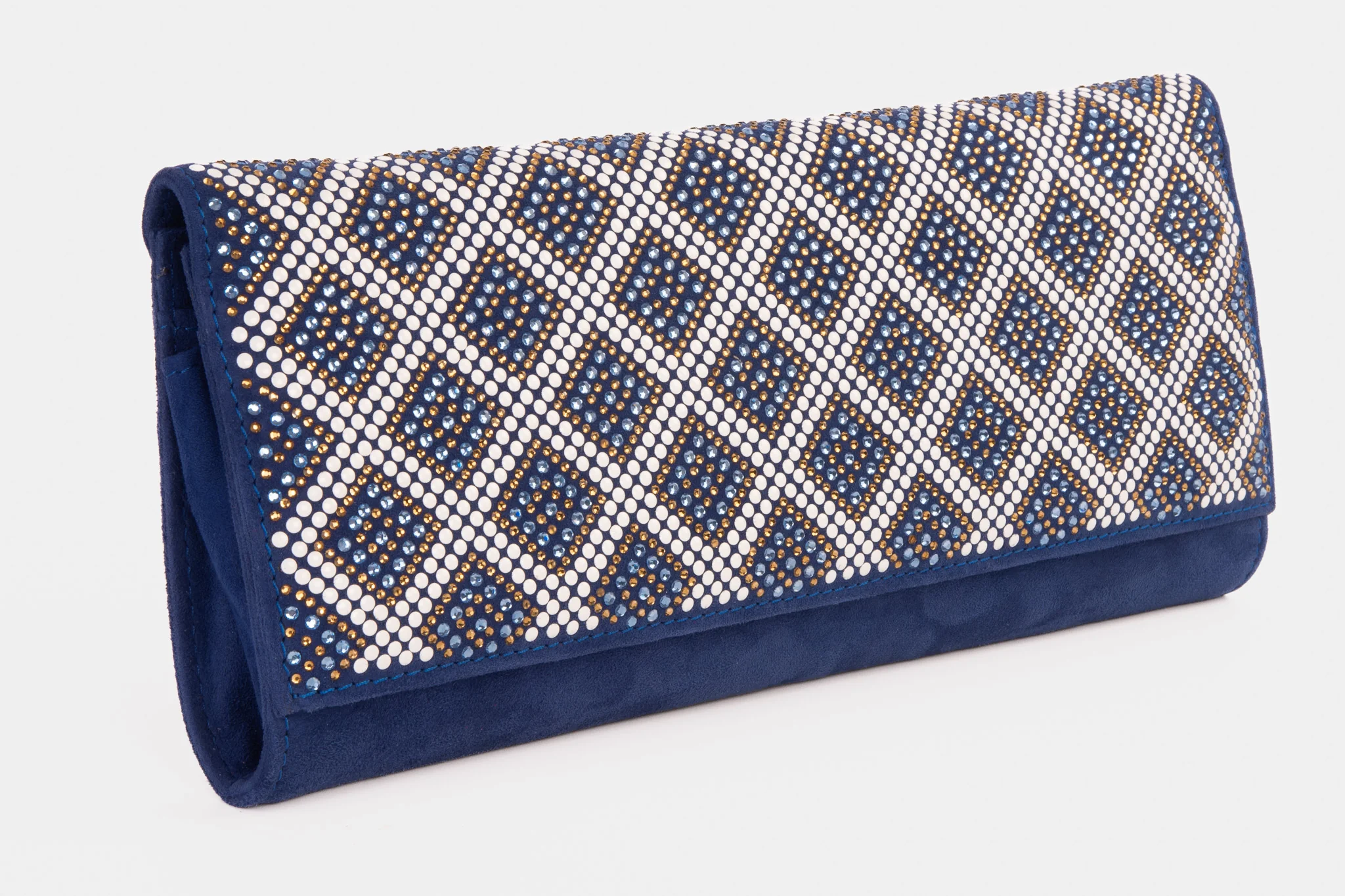 The Nampula Sax Blue Glitter Suede Leather Clutch - Image 4