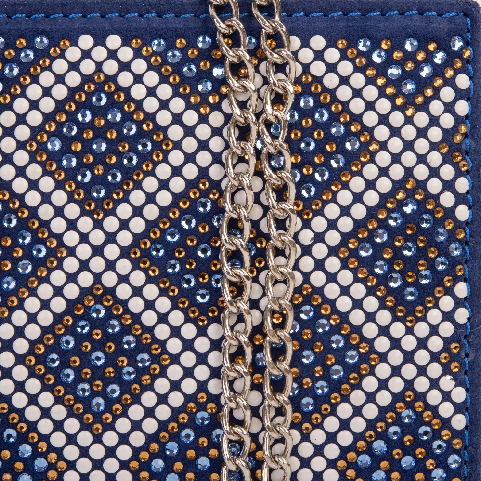 The Nampula Sax Blue Glitter Suede Leather Small Clutch - Image 4