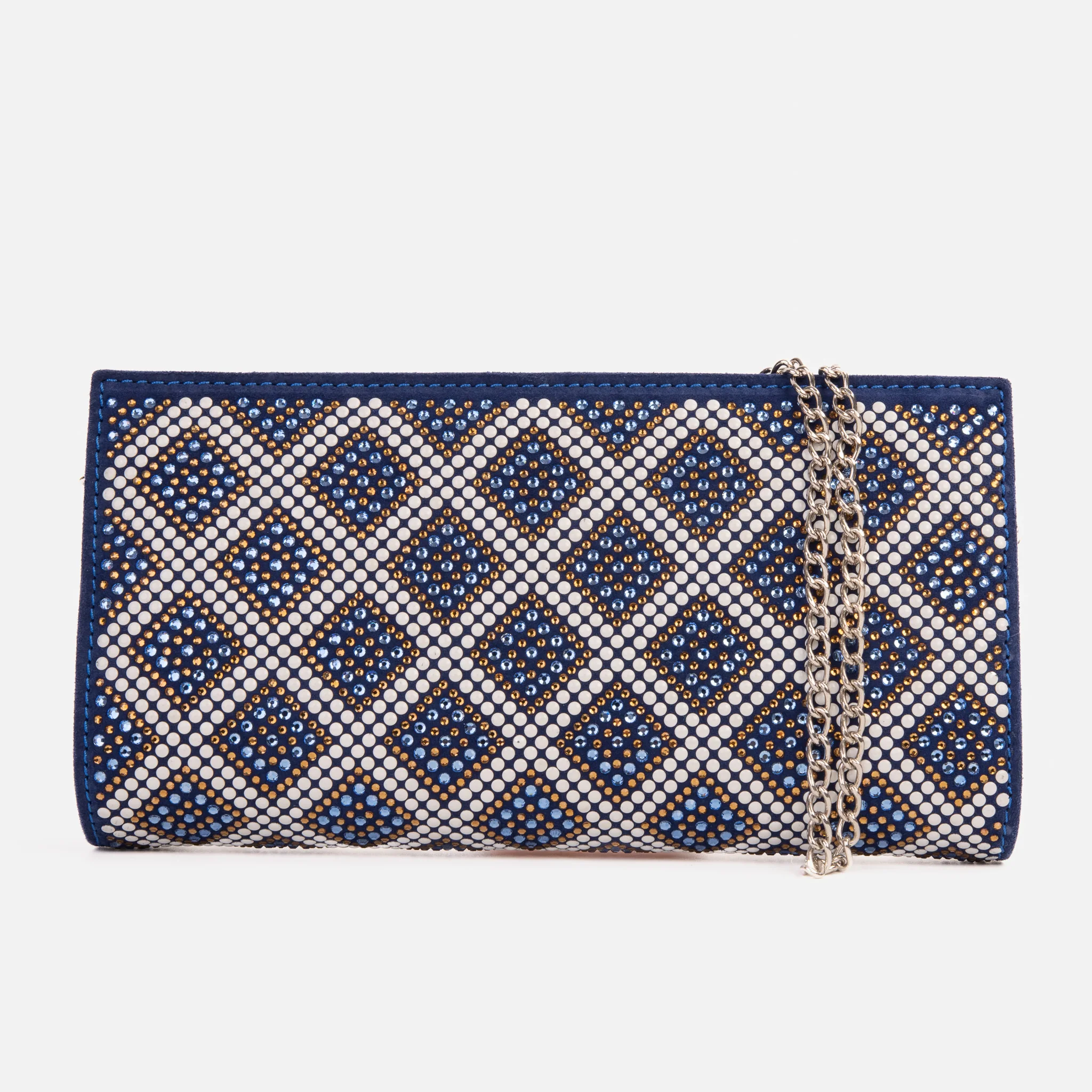 The Nampula Sax Blue Glitter Suede Leather Small Clutch - Image 5