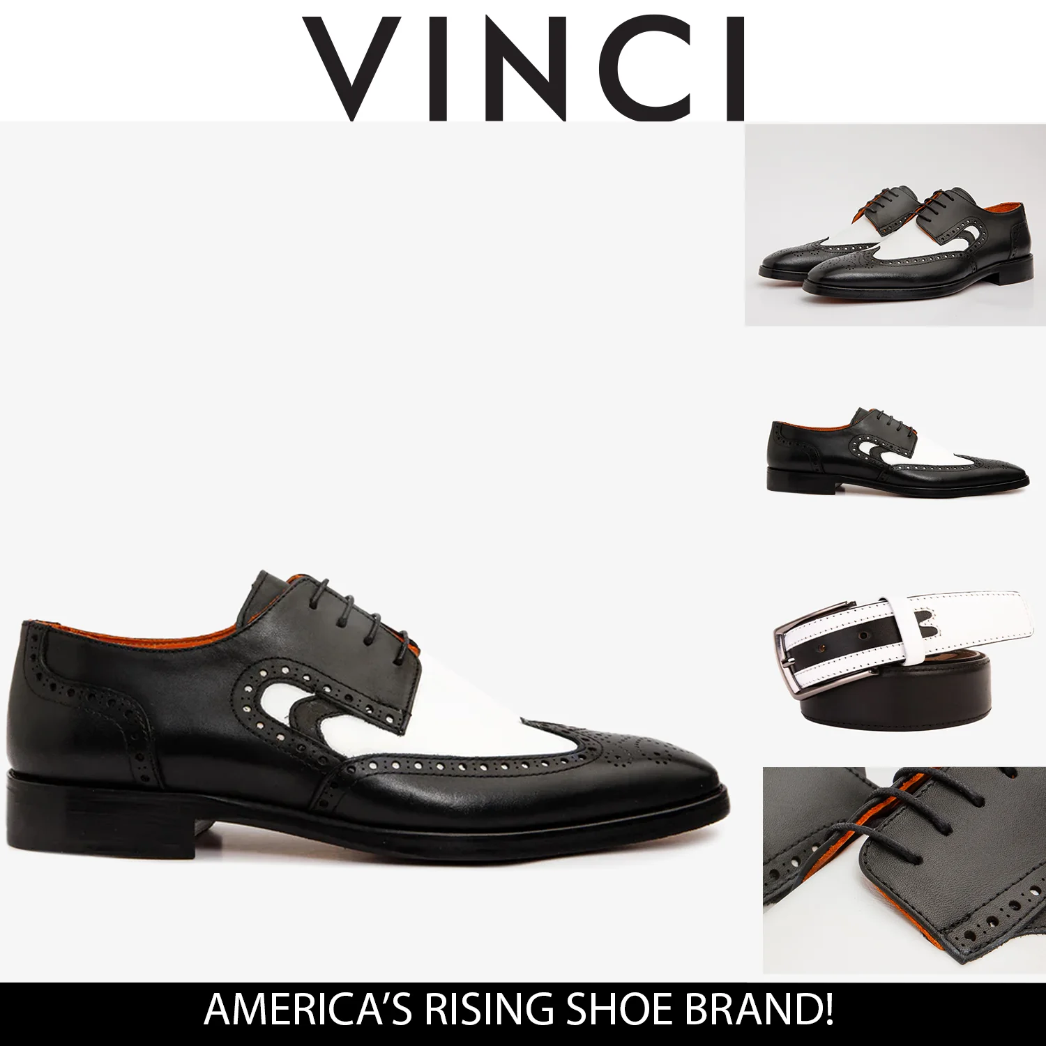 The Neiva Black & White Wingtip Semi Brogue Derby Men Shoe - Image 5