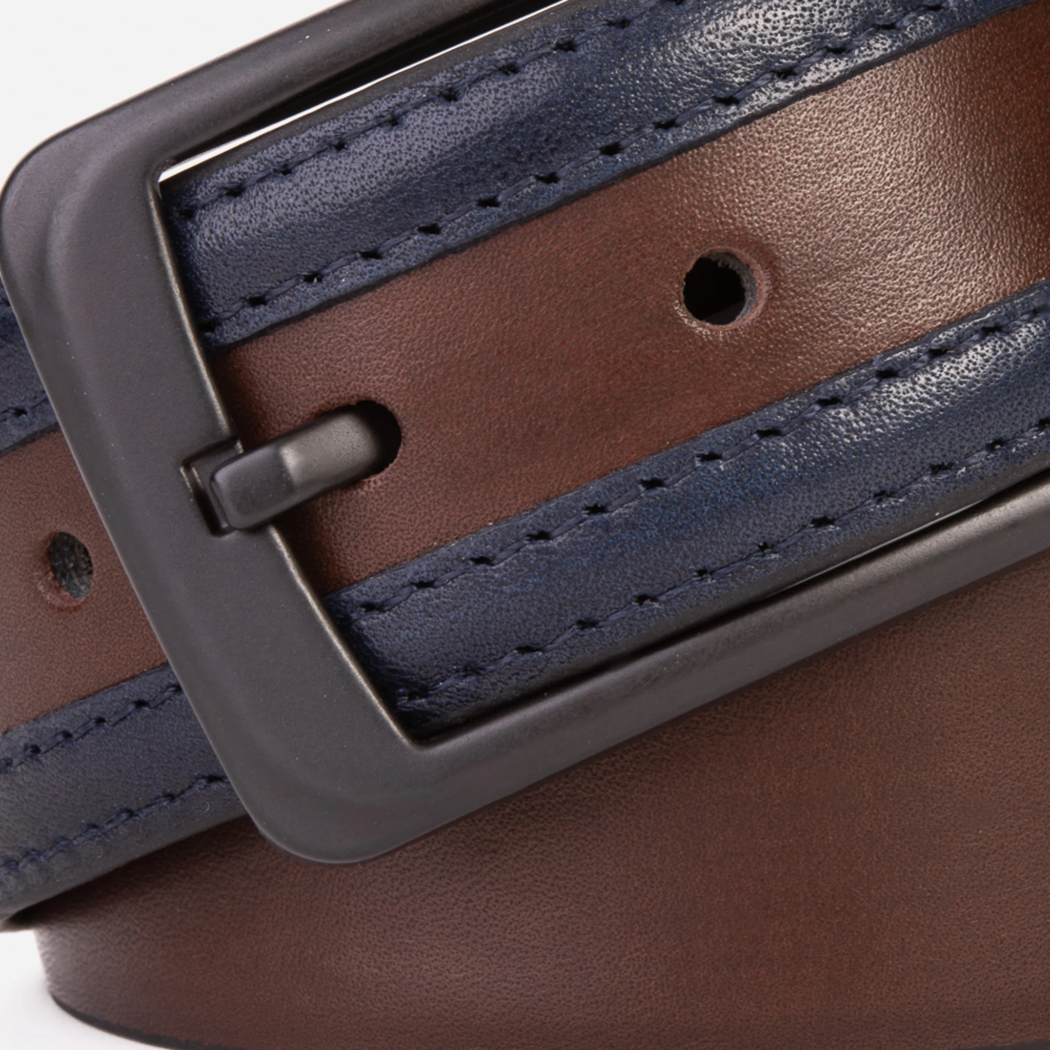 The Neiva Navy/Brown Leather Belt - Image 2