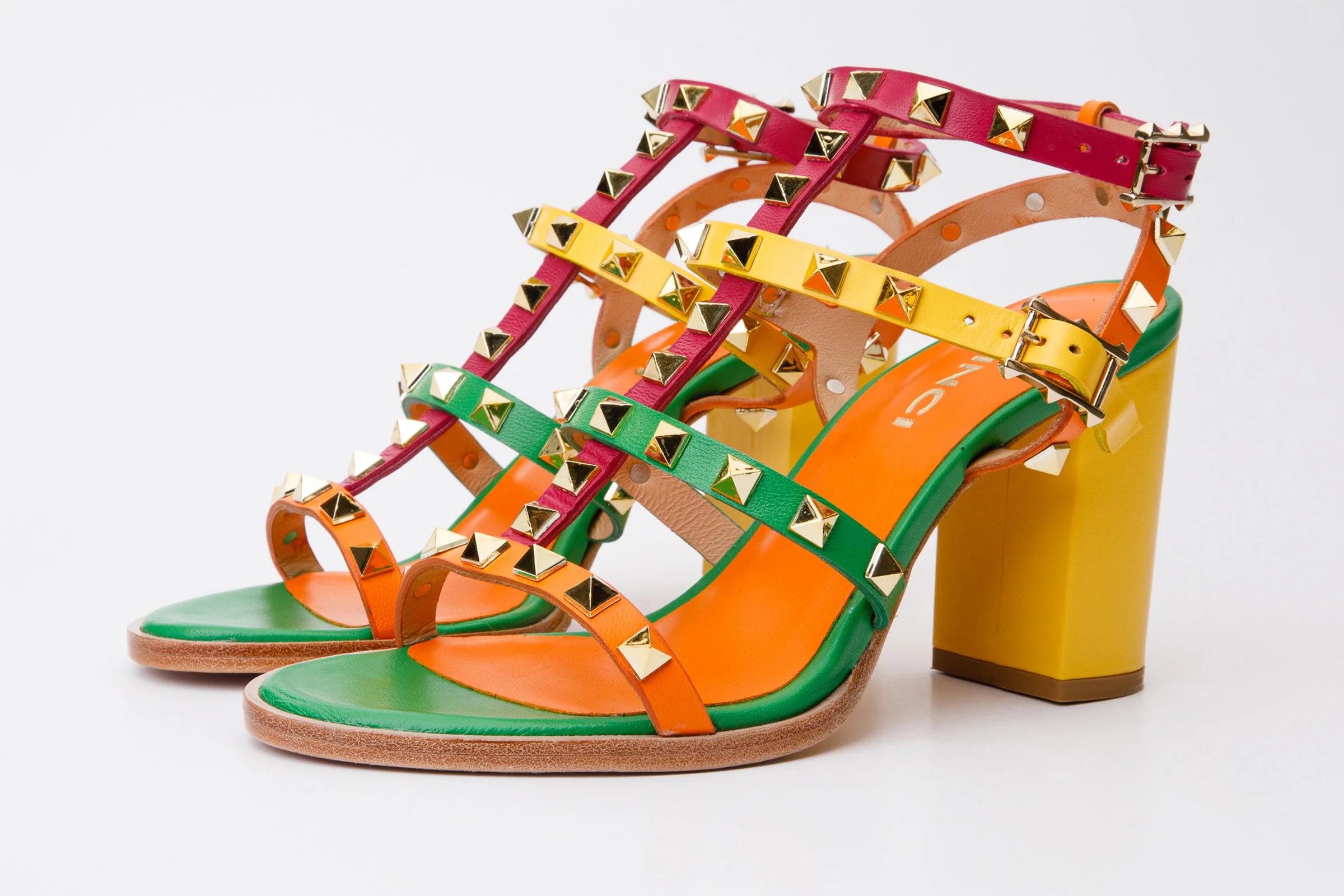 The Nejapa Block Heel Multicolor Leather Women Sandal - Image 3