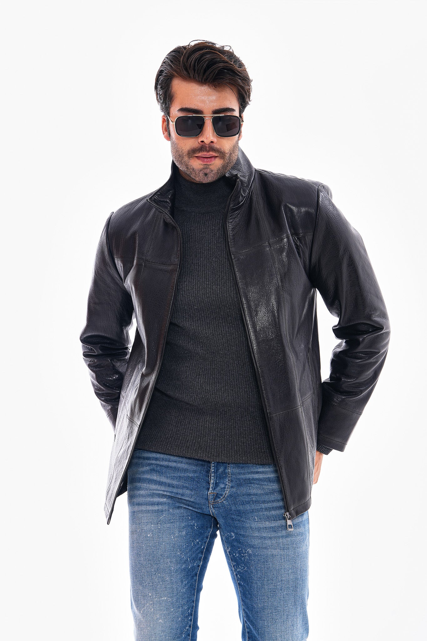 The Nero Black Leather Men Jacket - Image 2