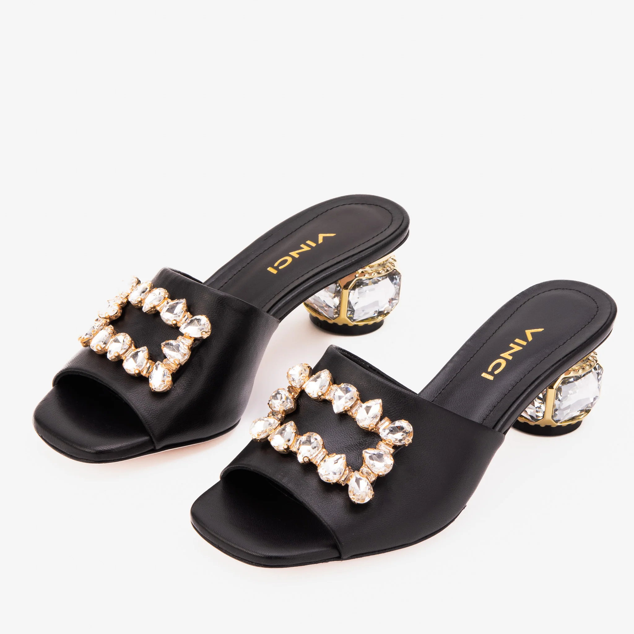 The Noctara Black Crystal Heel Women Sandal - Image 5