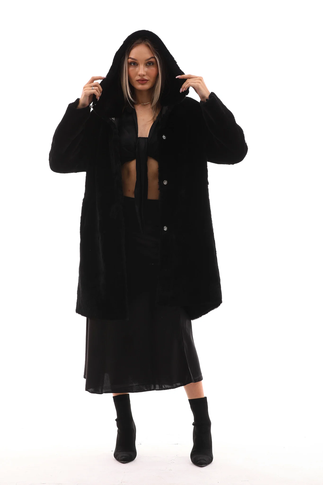 The Noctura Reversible Hooded Shearling Leather Jacket - Image 3