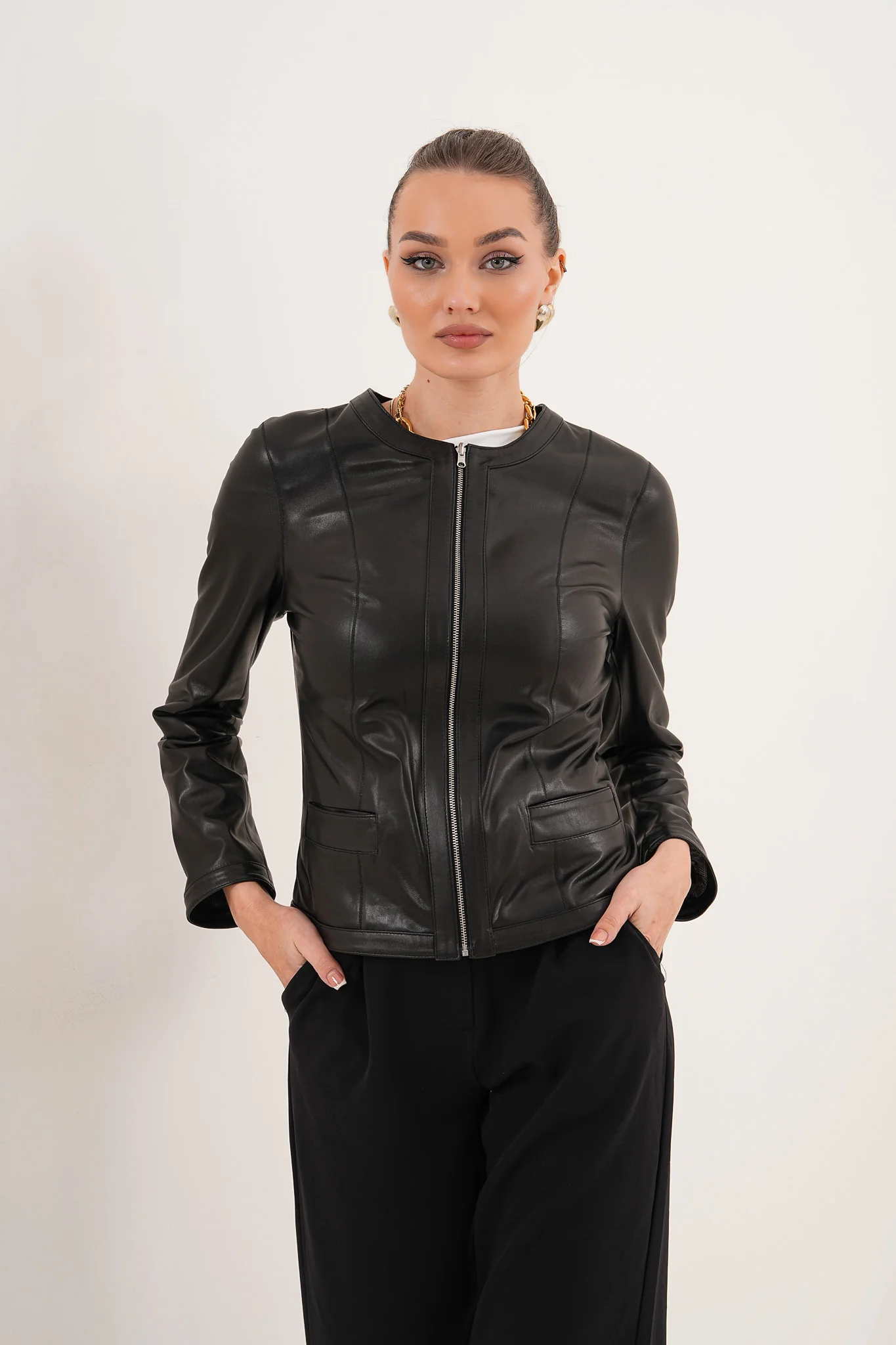 The Nyvessa Black Leather Women Jacket - Image 14