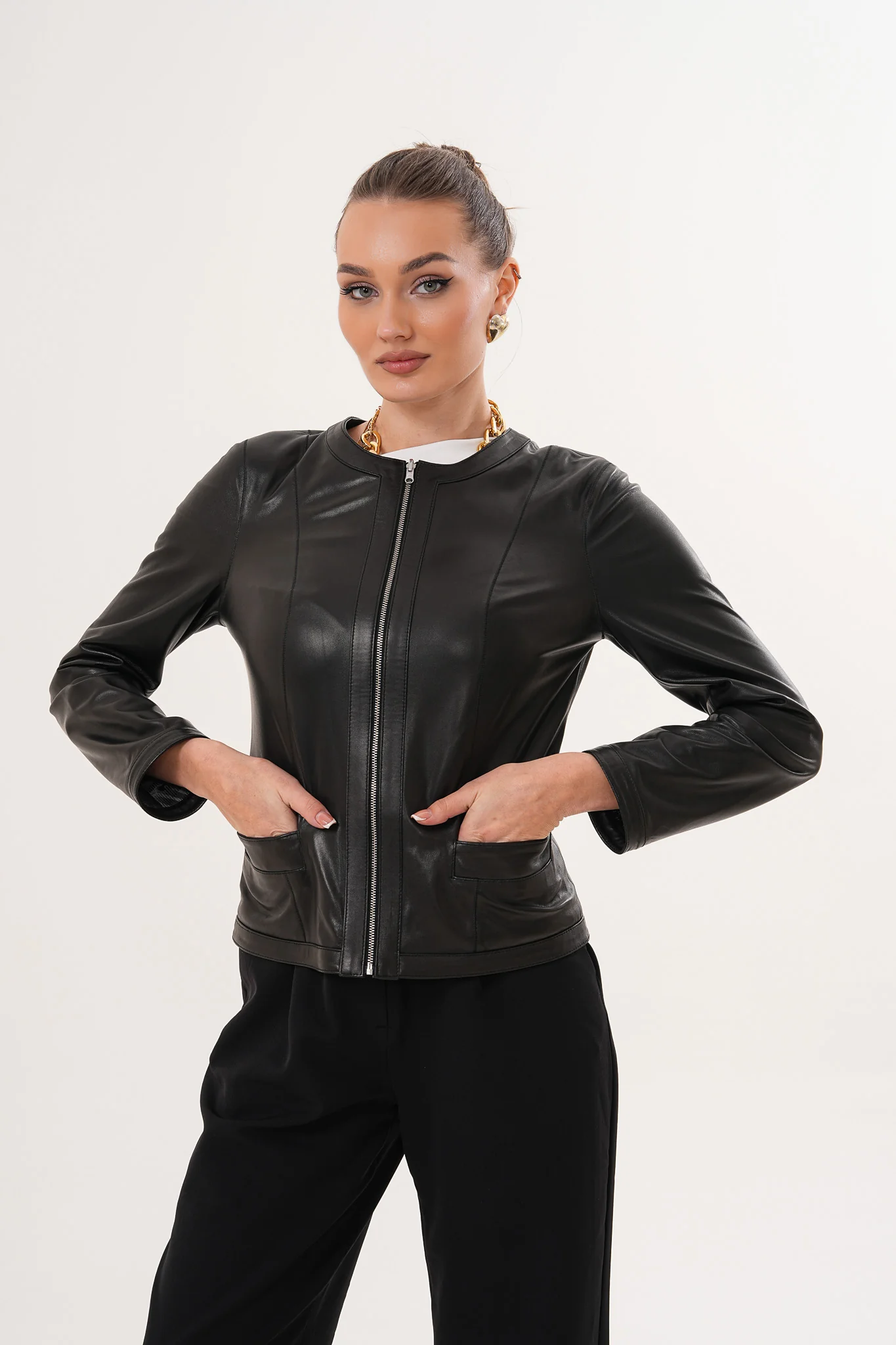 The Nyvessa Black Leather Women Jacket - Image 6