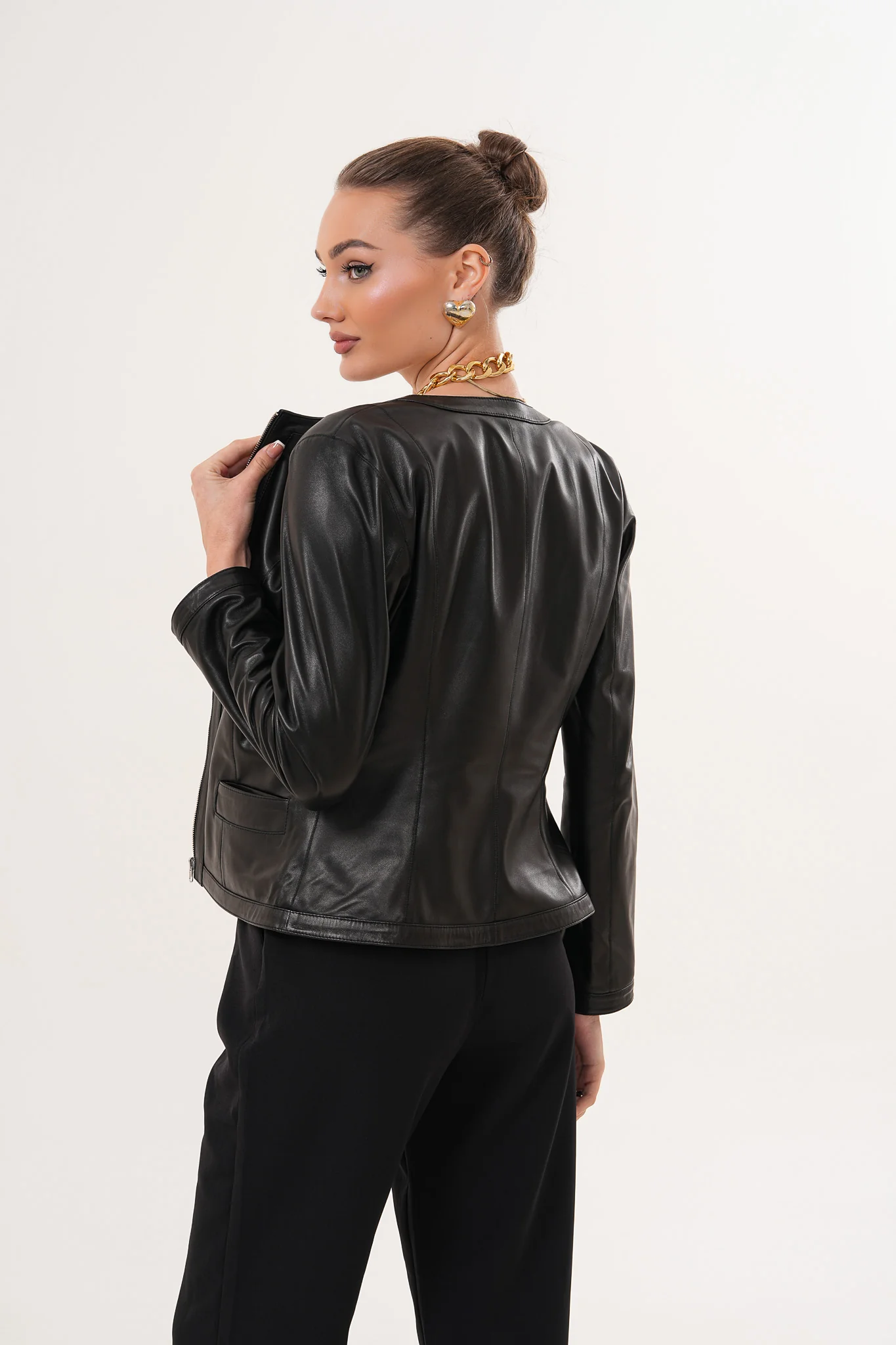 The Nyvessa Black Leather Women Jacket - Image 7