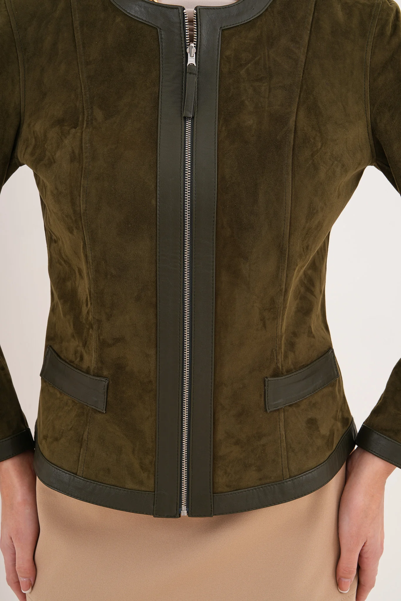 The Nyvessa Reversible Leather Women Jacket – Olive Green - Image 5