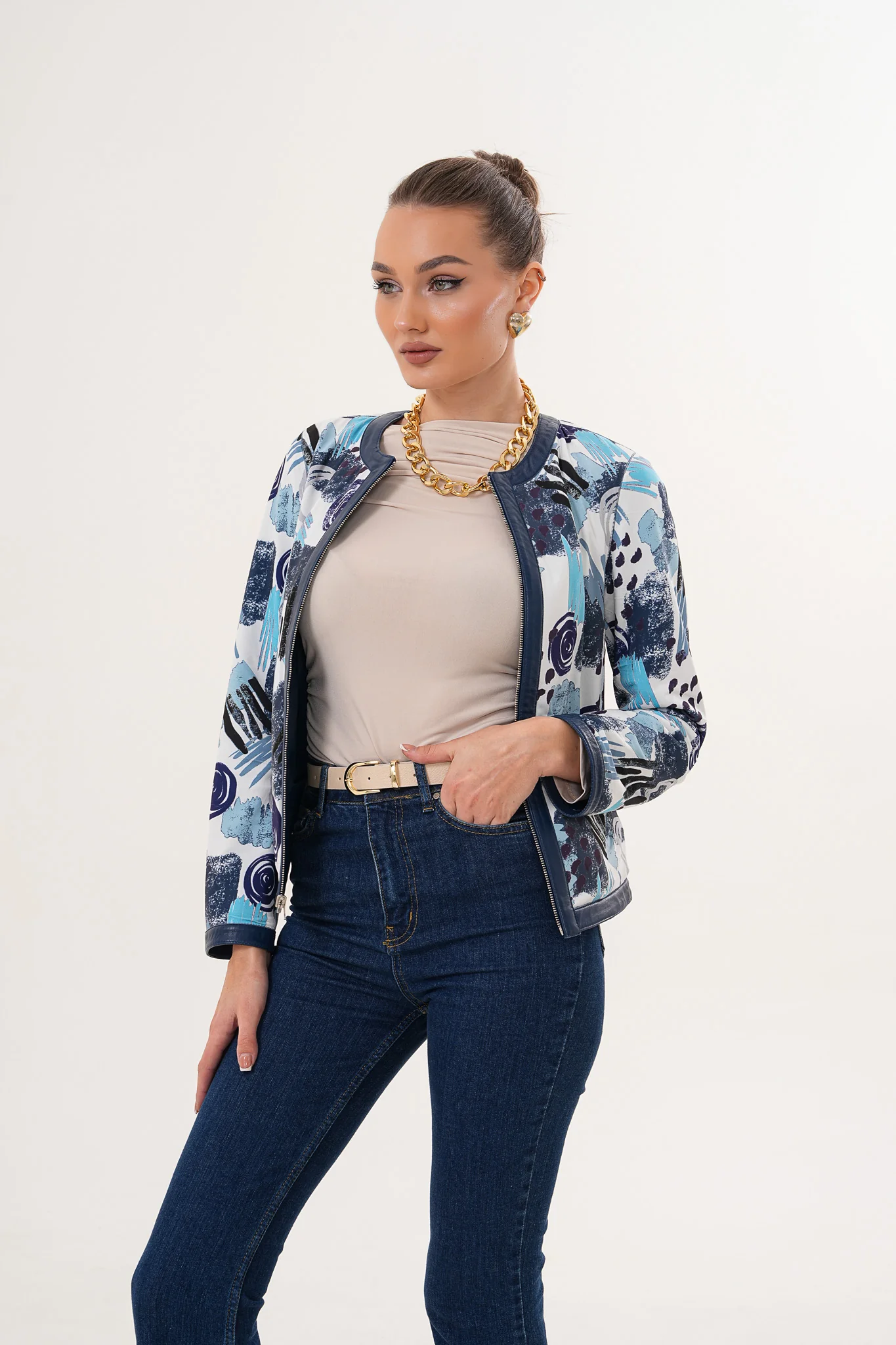 The Nyvessa Reversible Navy Blue Leather Women Jacket - Image 6