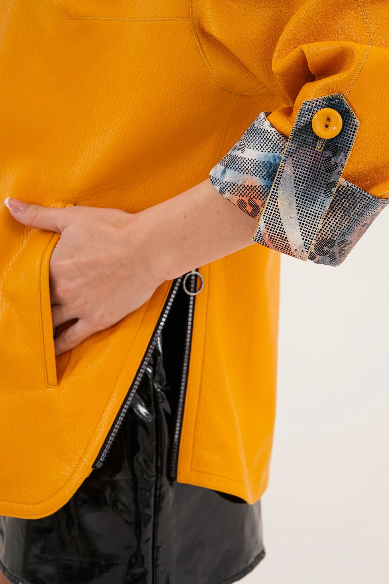 The Nyxara Reversible Hooded Mustard Yellow Leather Jacket - Image 3
