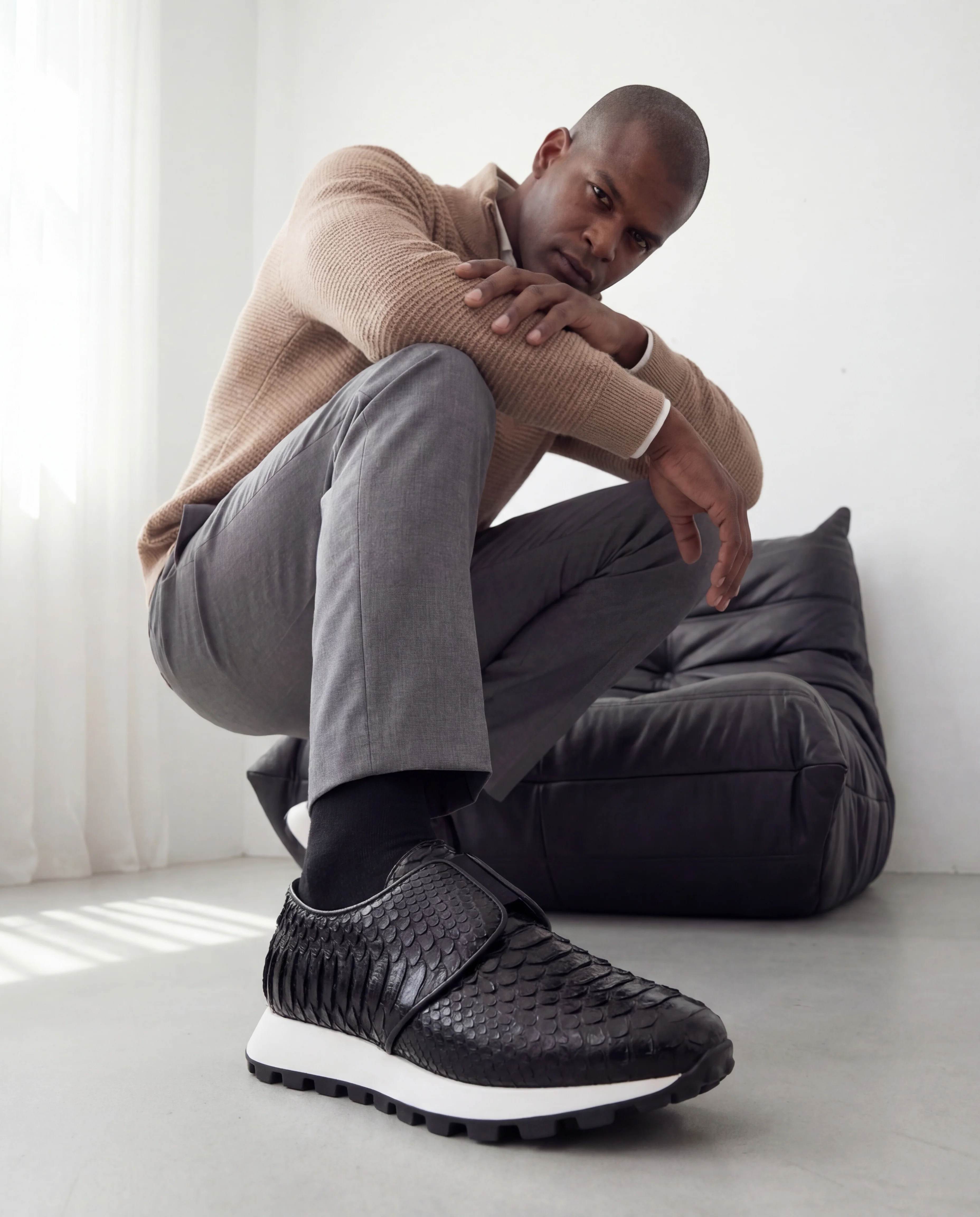 The Obsidian Black Python Leather Men Sneaker - Image 14