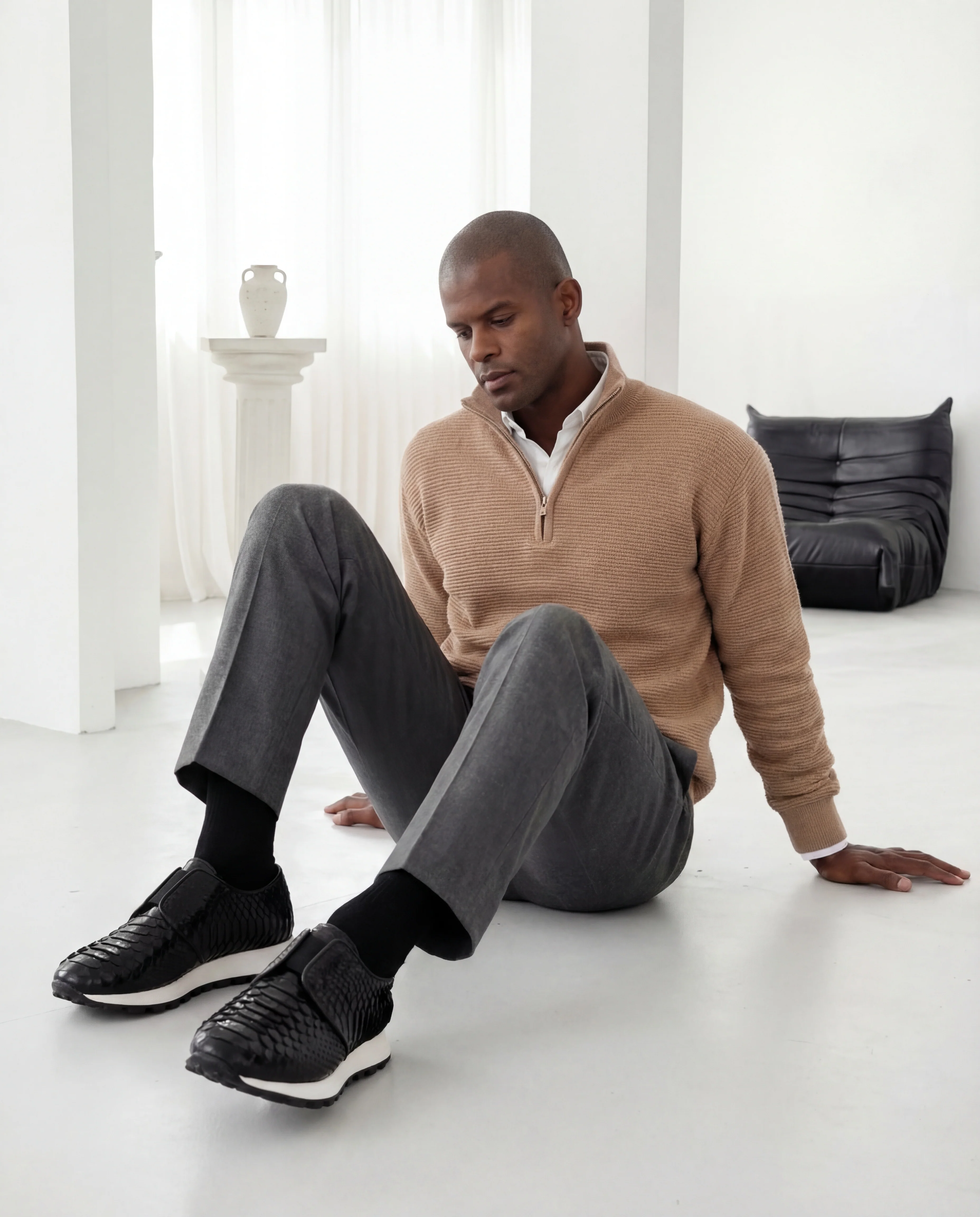 The Obsidian Black Python Leather Men Sneaker - Image 8