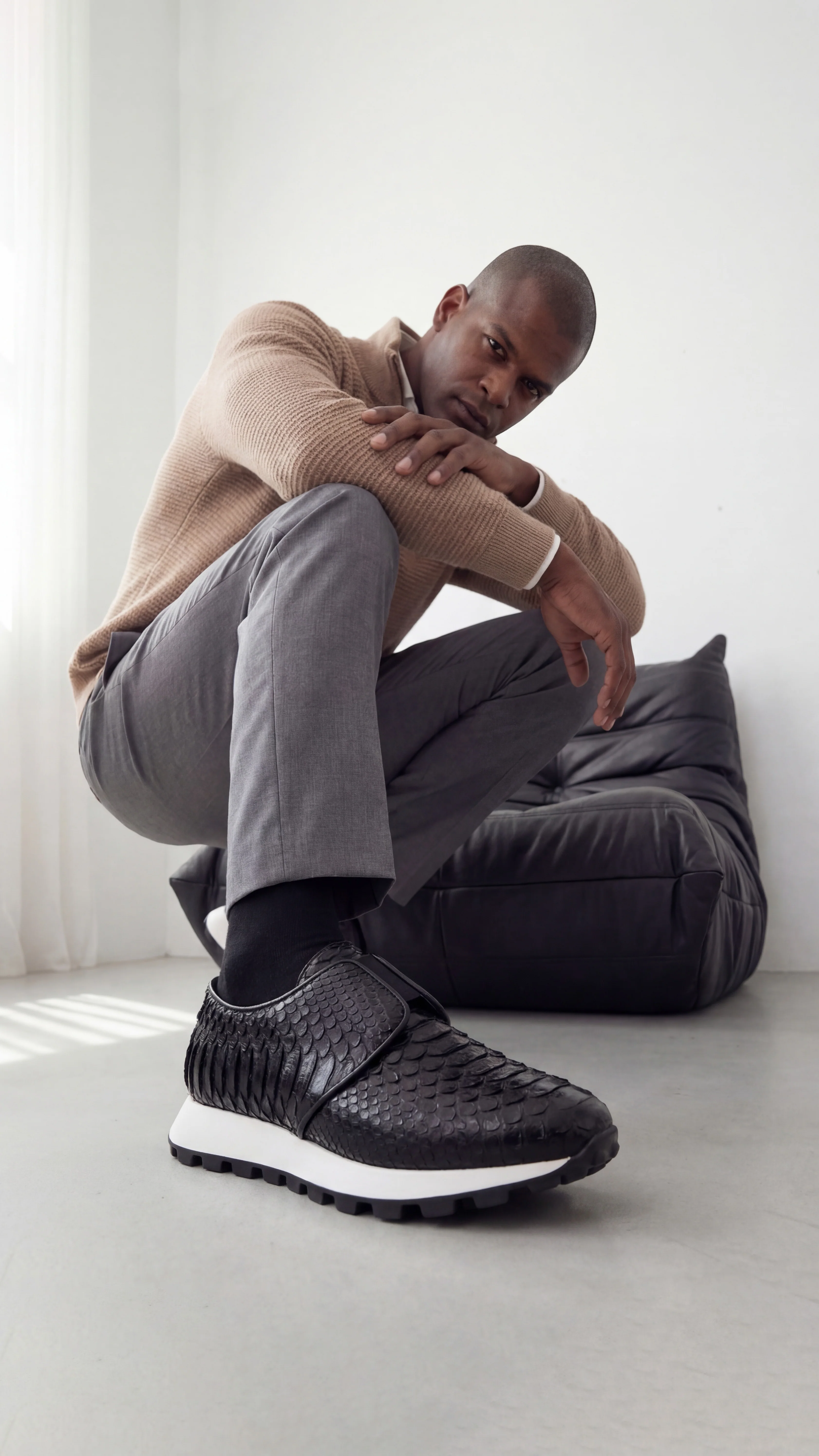 The Obsidian Black Python Leather Men Sneaker - Image 9