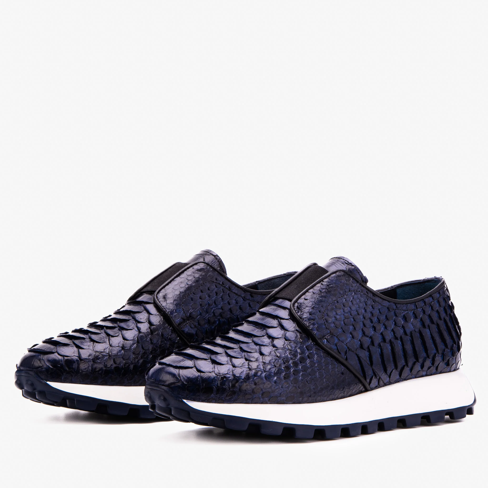 The Obsidian Navy Python Leather Men Sneaker - Image 2