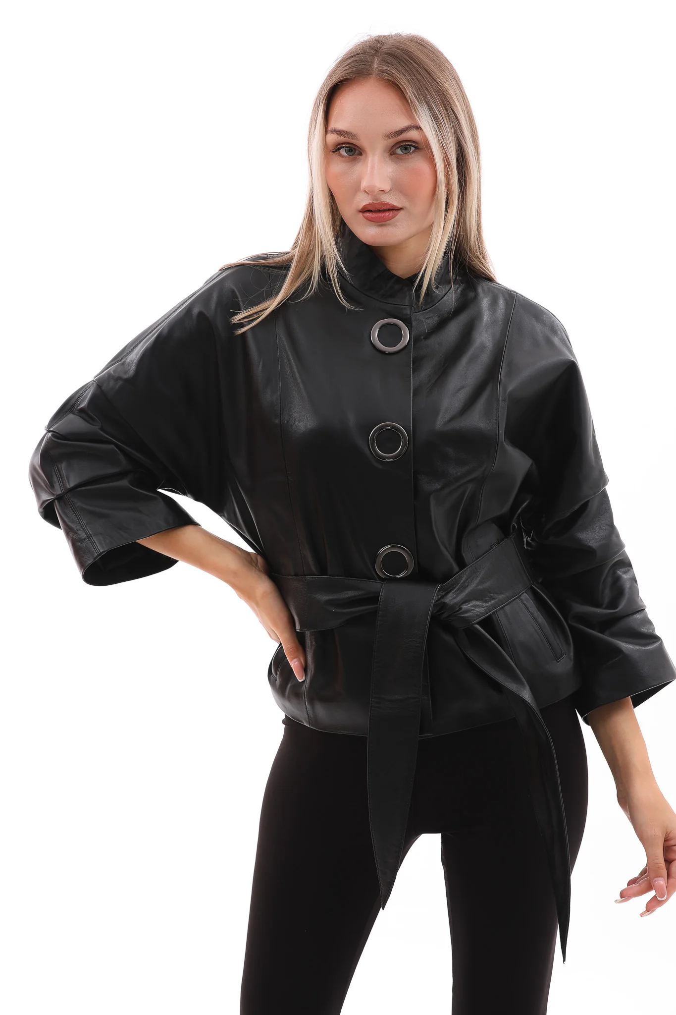 The Odessa Black Leather Women Jacket - Image 12