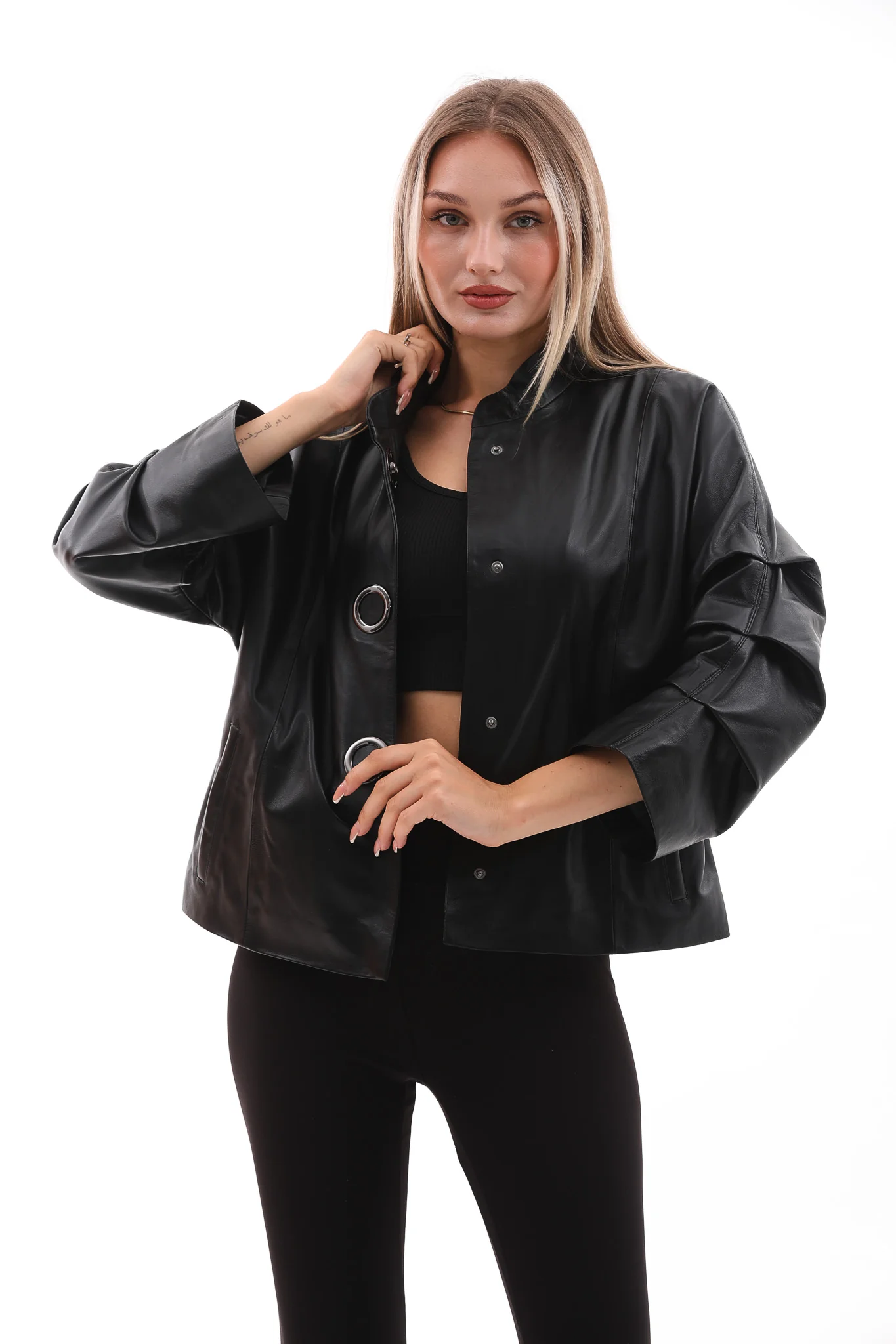 The Odessa Black Leather Women Jacket - Image 2