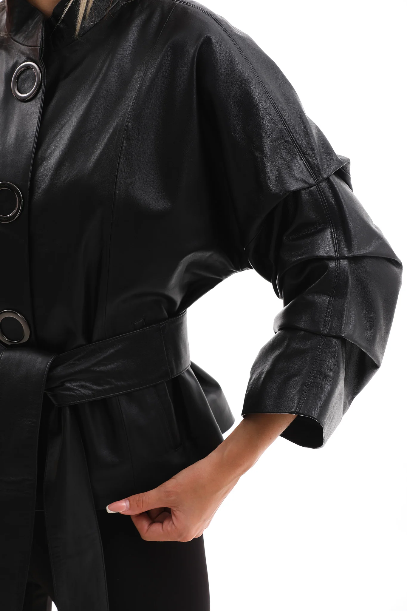 The Odessa Black Leather Women Jacket - Image 3