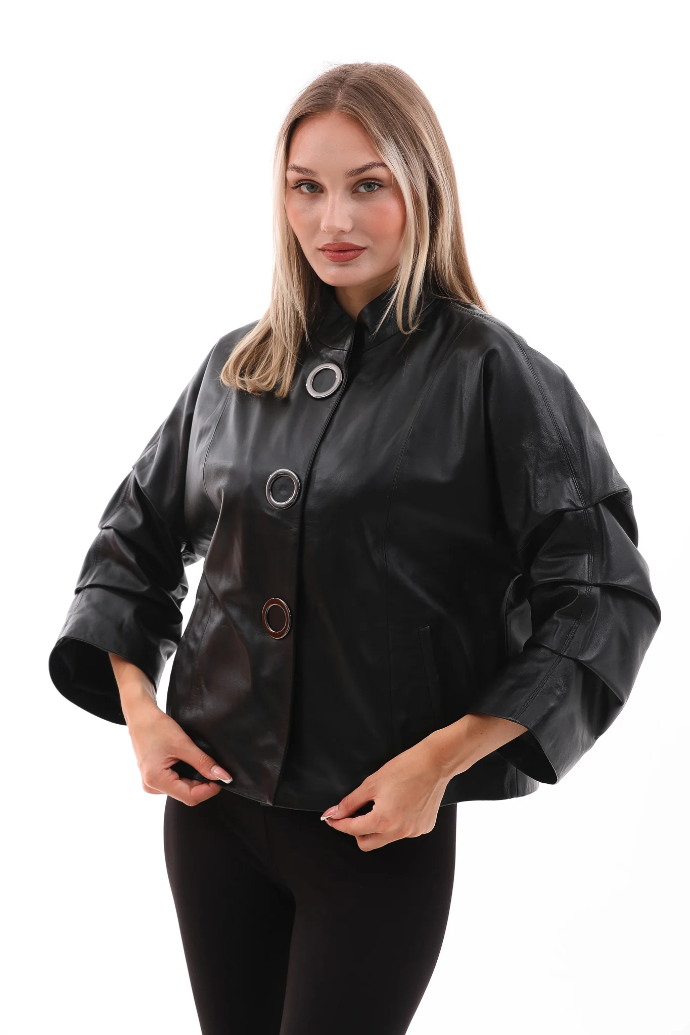 The Odessa Black Leather Women Jacket - Image 8