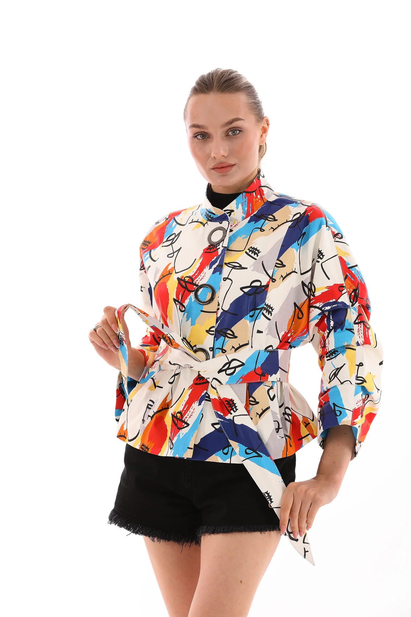 The Odessa Multicolor Leather Women Jacket - Image 10